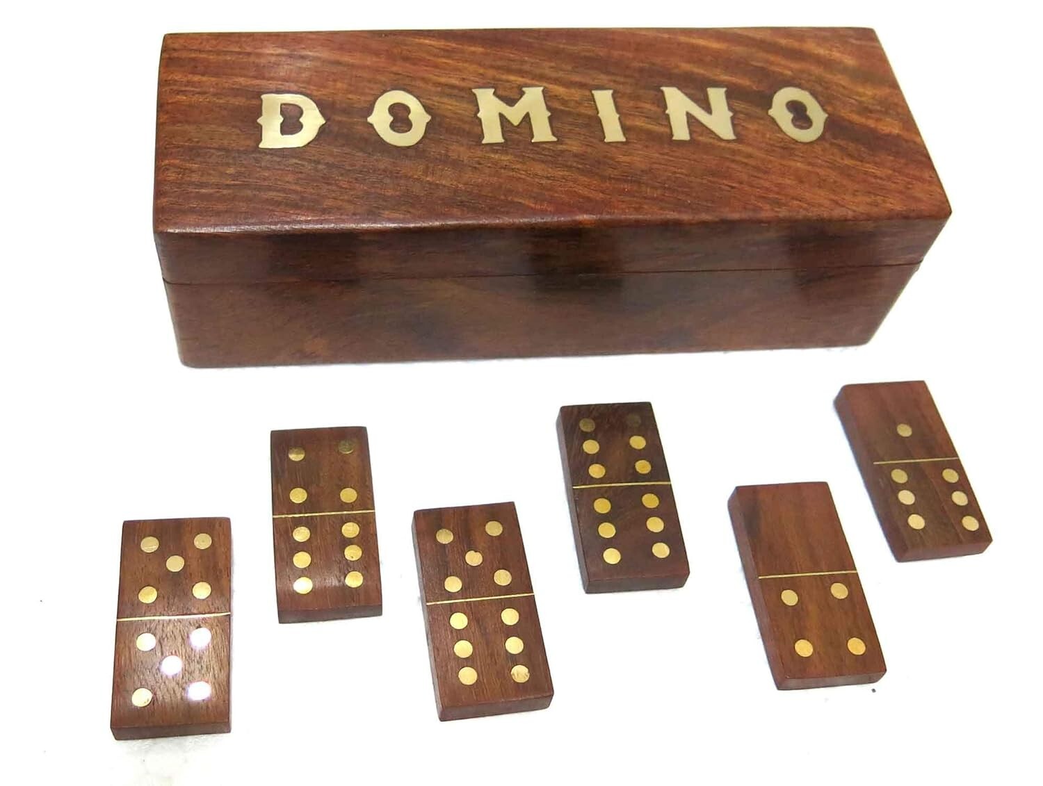 Wooden Domino Game Indoor Outdoor Game Gifts for Adults 8 ” Design may be vary