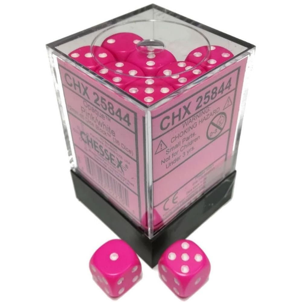 d6Cube12mm Opaque PKwh – Chessex (Pack of 36)