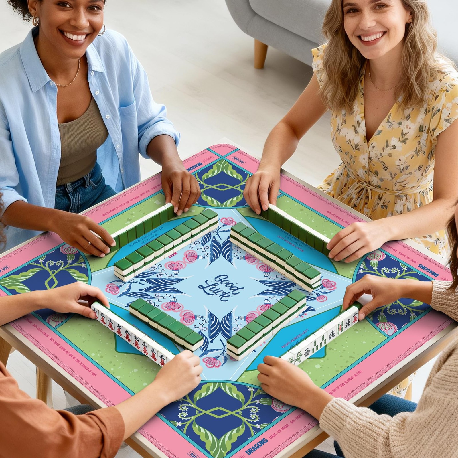 Mahjong Mat, 31.5×31.5 Inches Mahjong mat for Table, Anti-Slip Noise Reduct