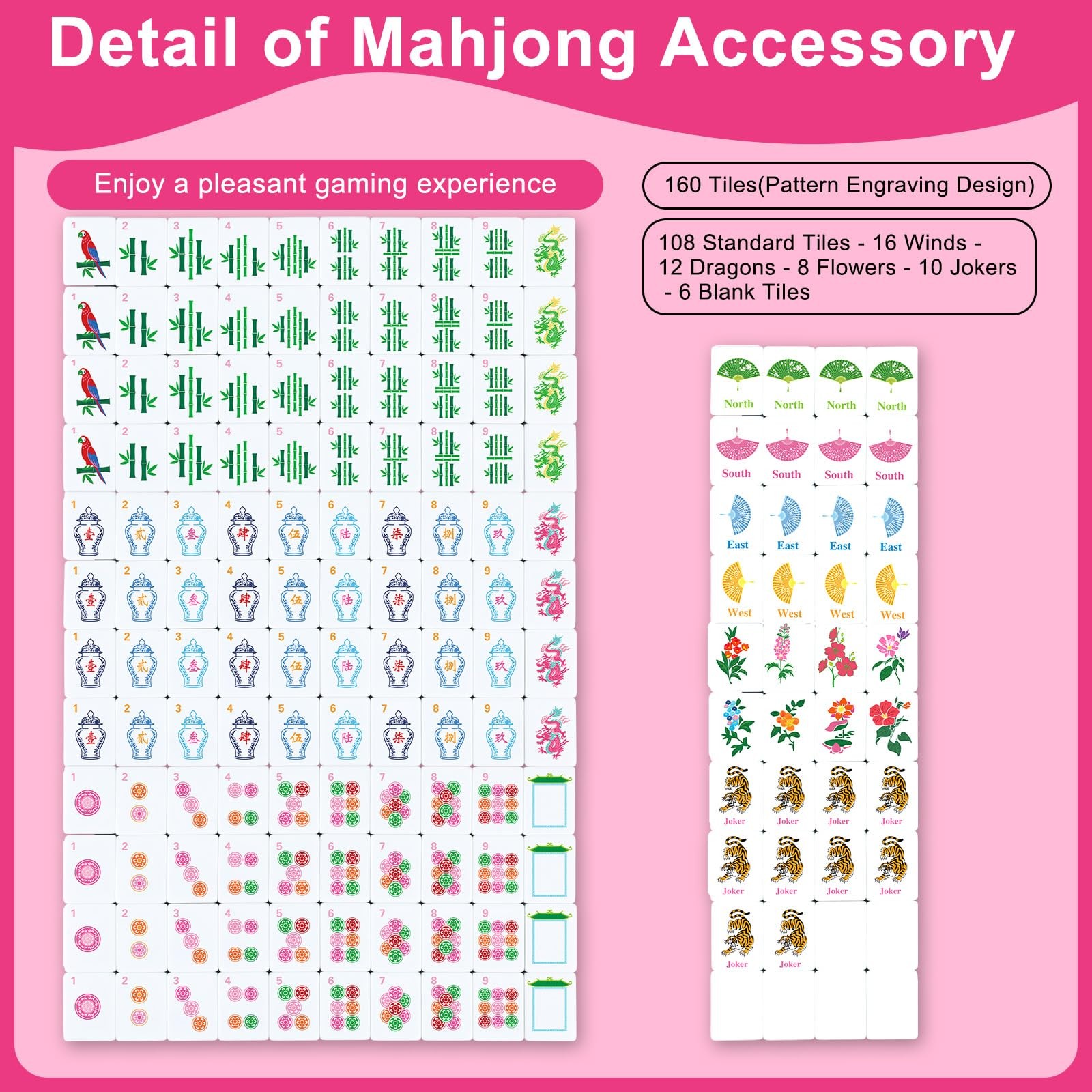Arrowbash 160 Pcs Mini Mahjong Tiles Set 1.2 Inch Tiles American Mahjong Game…
