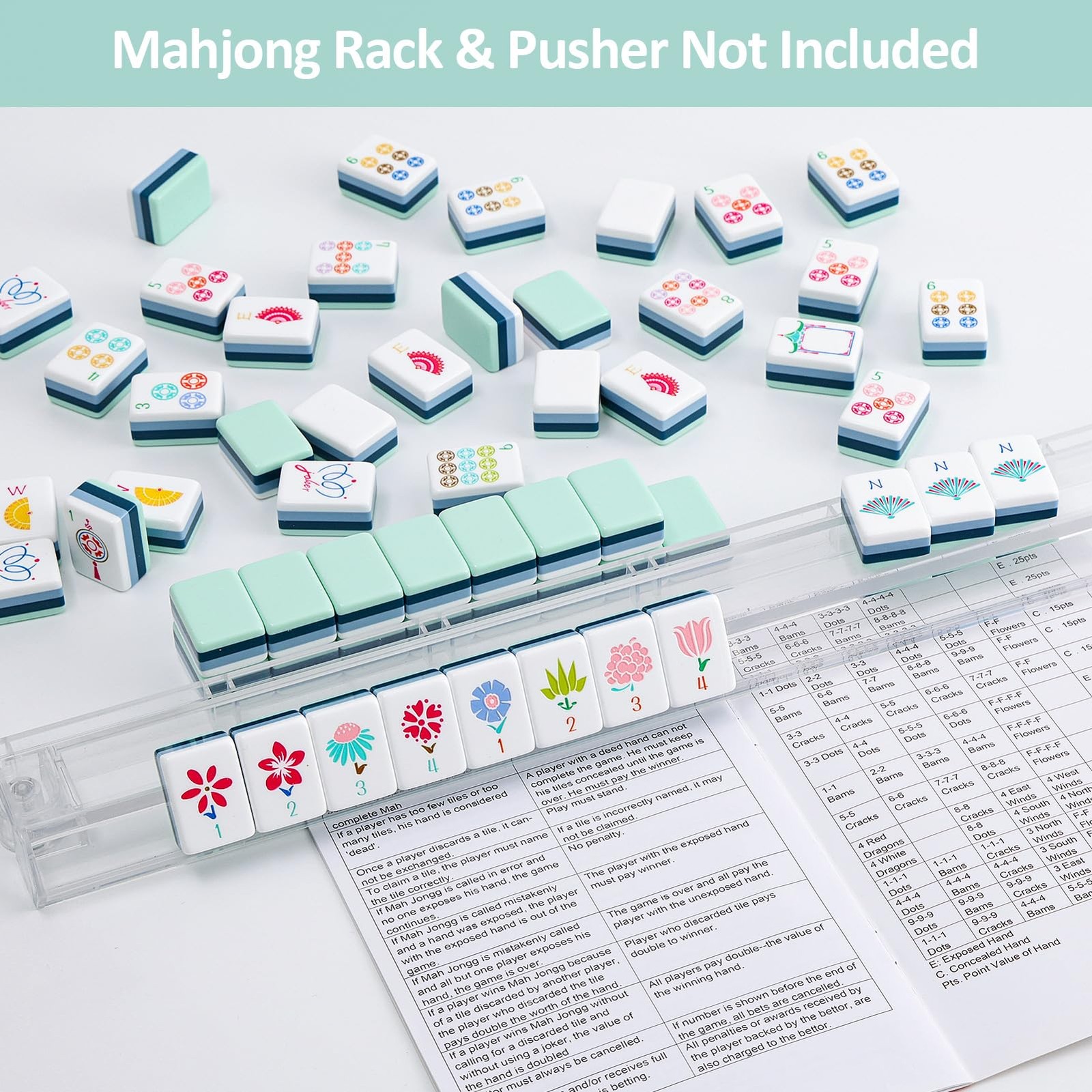 My Mahjong Trove 160 Acrylic 4 Layer Engraved American Mahjong Tiles Set with…