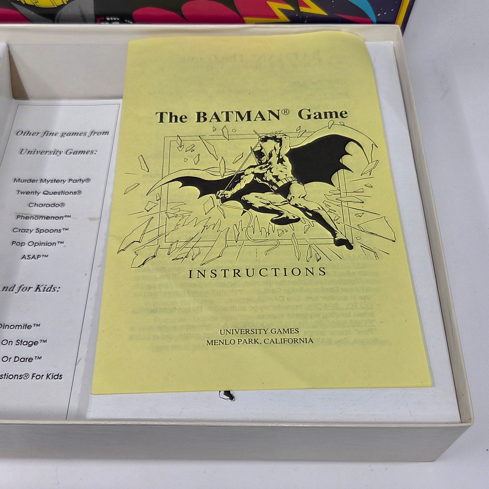 VINTAGE 1989 THE BATMAN GAME 50TH ANNIVERSARY BOARD GAME 100% COMPLETE DC COMICS