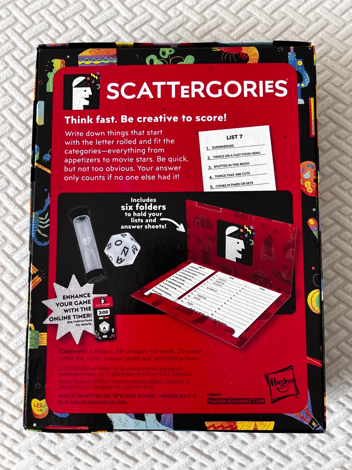 Hasbro Scattergories Quick-Wit Categories Game Plastic-Free Family Fun