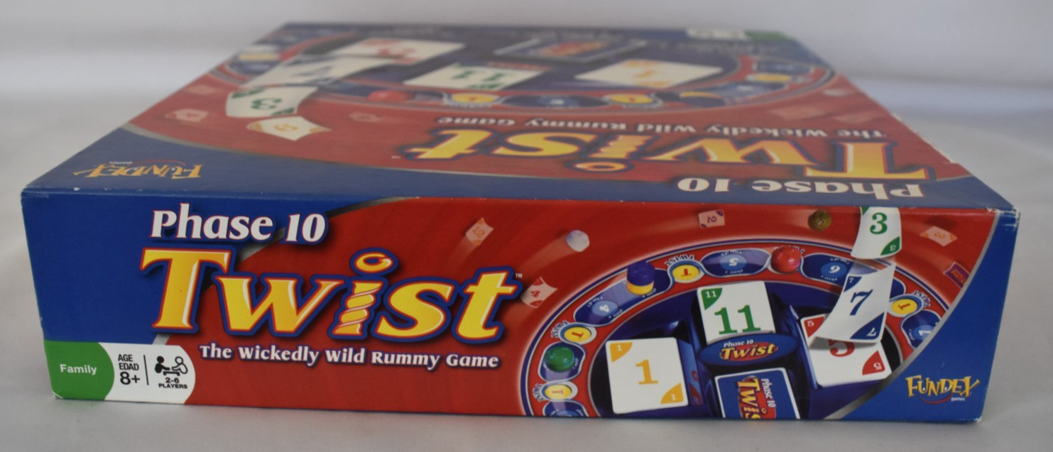 Phase 10 Twist Board Game Open Box SEALED PARTS Fundex 2008 Wickedly Wild Rummy