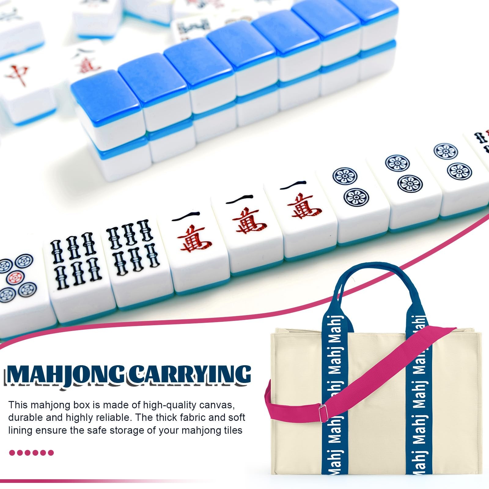 Empty Mahjong Bag for Tiles 22x15x6 Inches Thickened Canvas Mahjong Carrying …