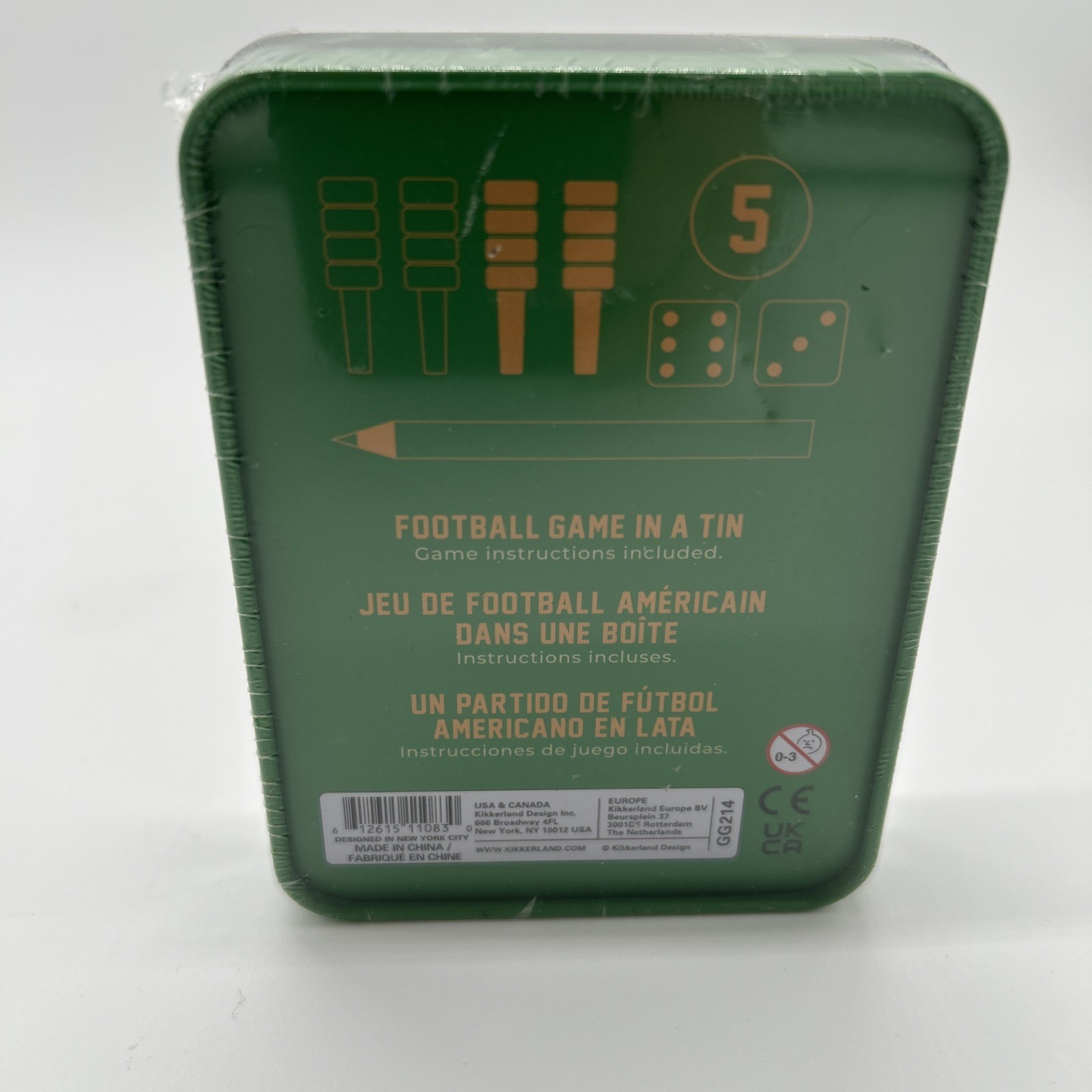 New KIKKERLAND FOOTBALL Travel Size Game Dice Peg Portable Quick 8+ 2-Players