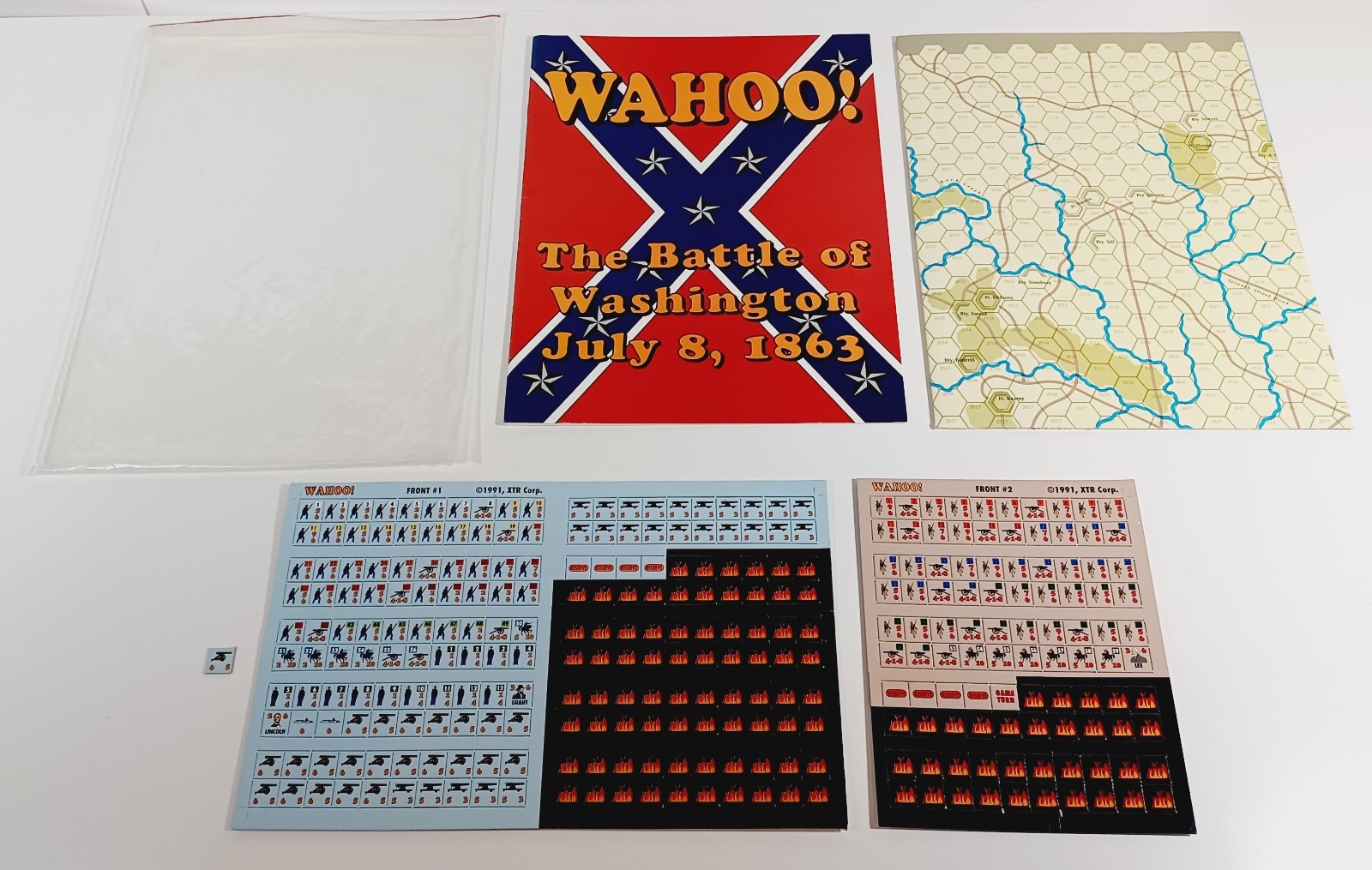 Vintage 1991 XTR Corp. Wahoo! The Battle Of Washington July 8, 1863 Board Game