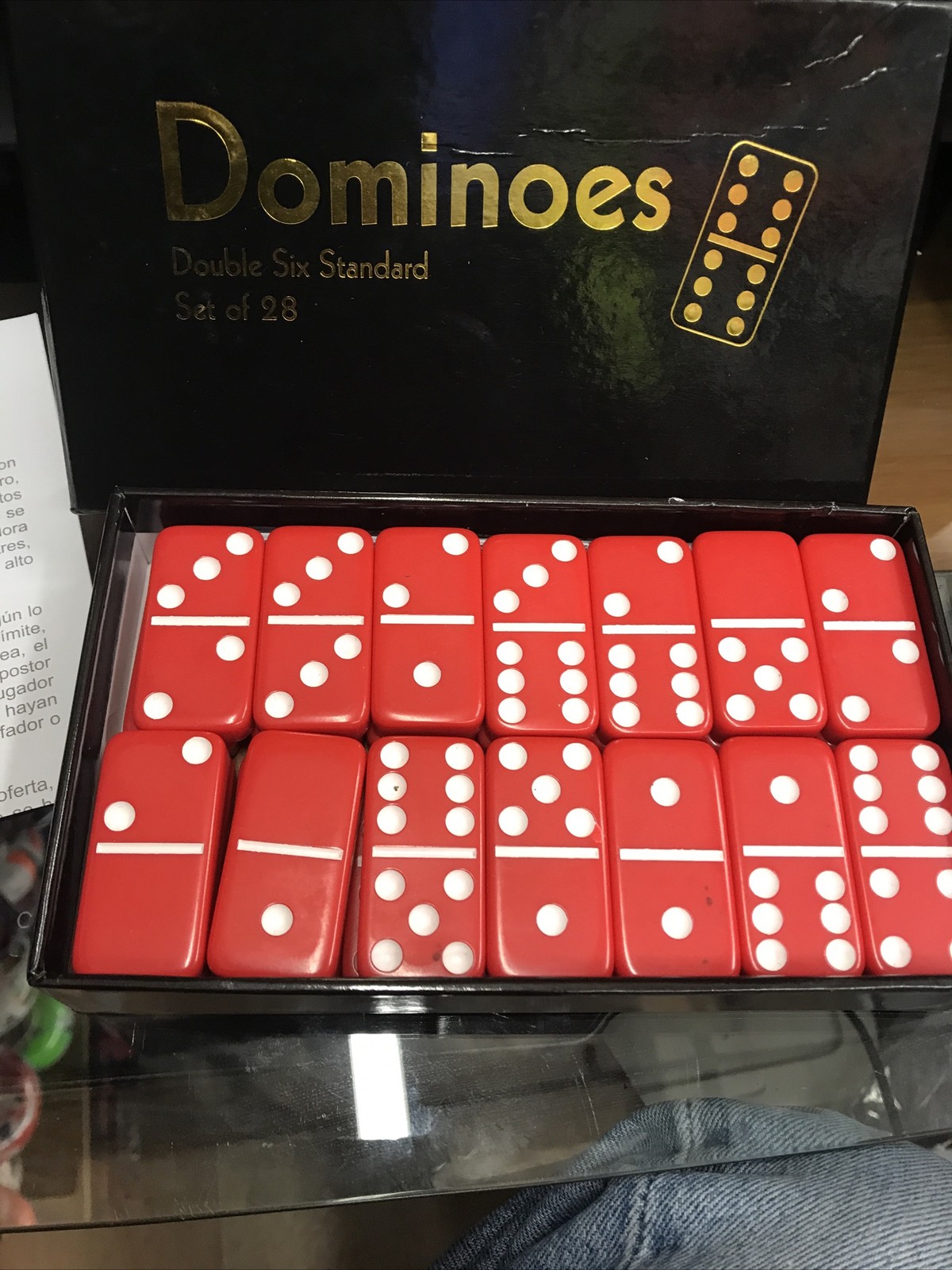 Dominoes Double 6 Six Standard Size Red Color
