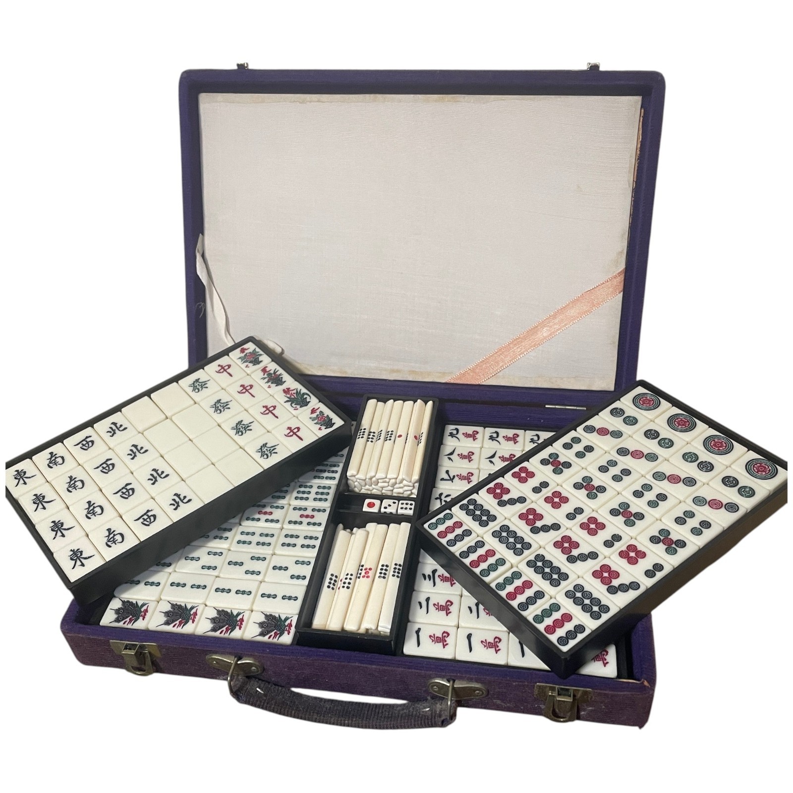 Vintage Mizuno Maruichi Bamboo Backed Mahjong Tile Set Japanese Riichi Mahjong