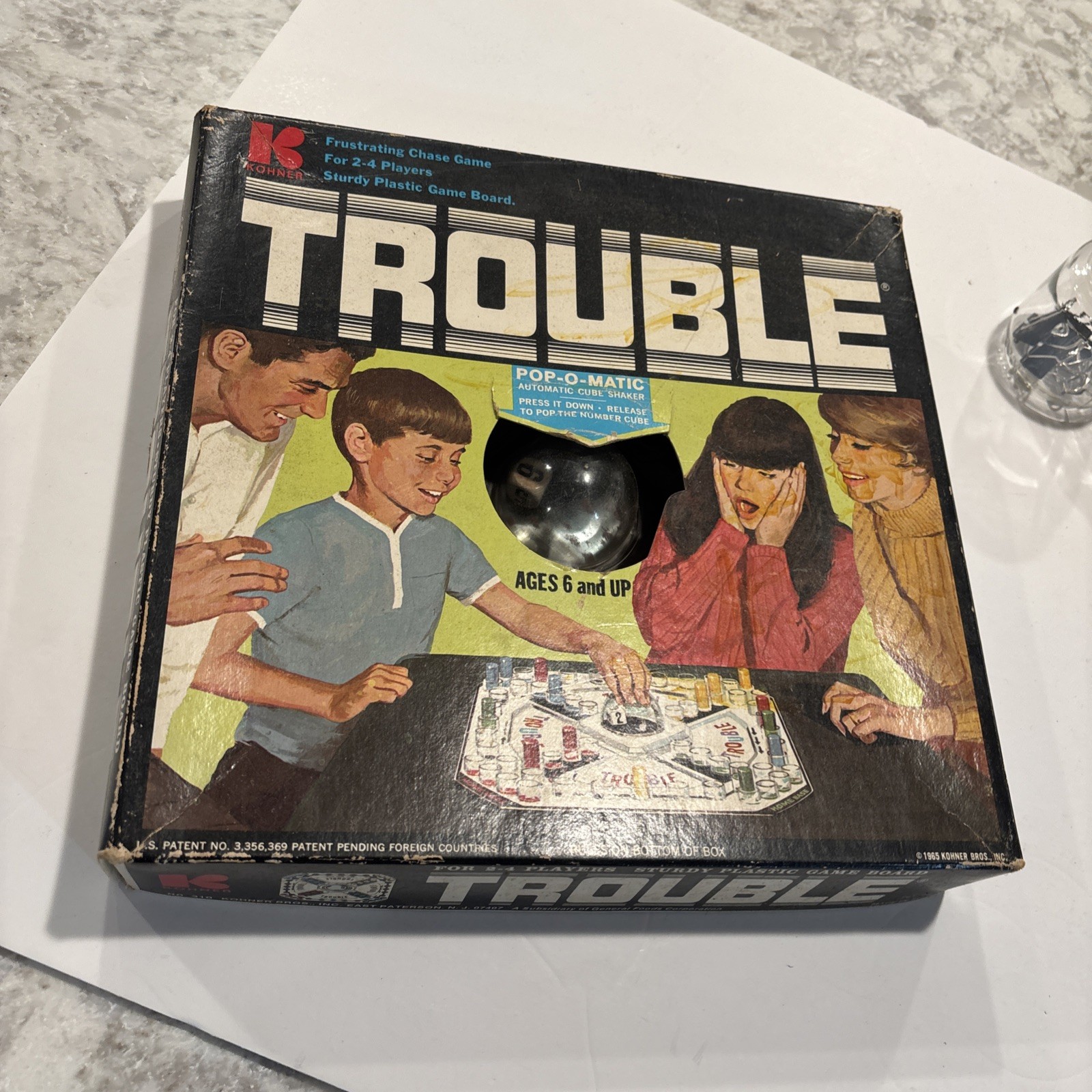 Vintage 1965 Trouble Board Game Kohner Bros No 310 Pop-O-Matic Missing Pieces