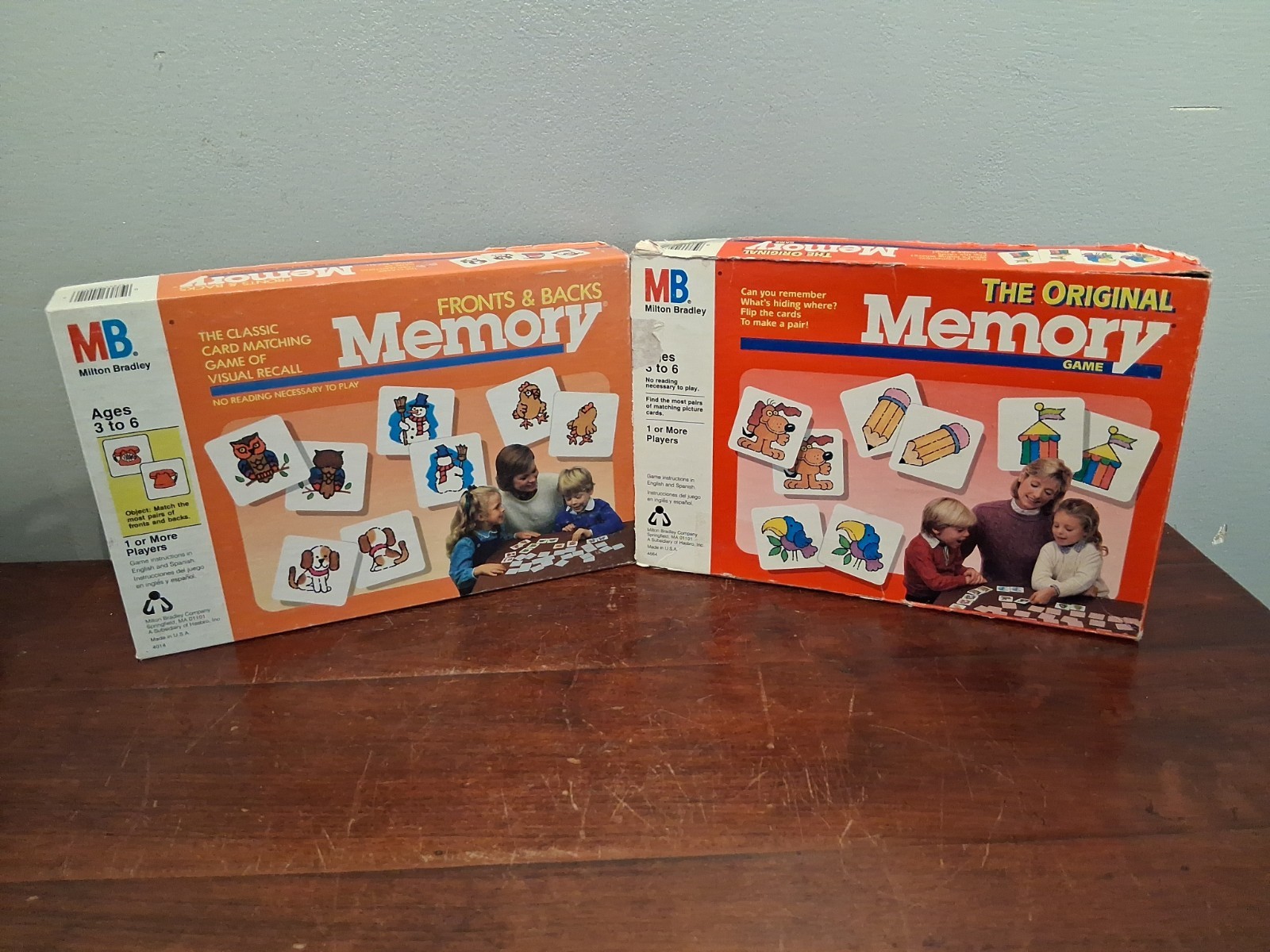 Lot of 2 Vtg 1980’s Milton Bradley THE ORIGINAL MEMORY Game & FRONTS AND BACKS