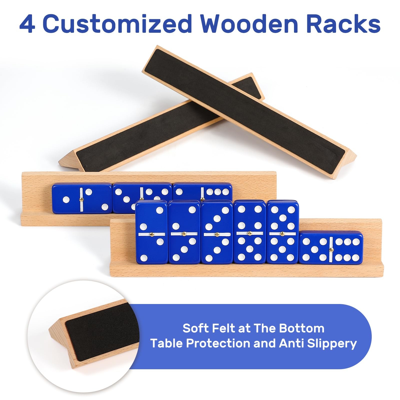 Dominoes Set for Adults with 4 Wooden Racks/Trays, Double Six Travel Portable…