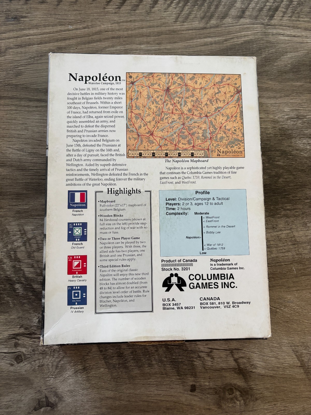 Columbia Games Napoleon The Waterloo Campaign, 1815 3rd Edition Appears Complete