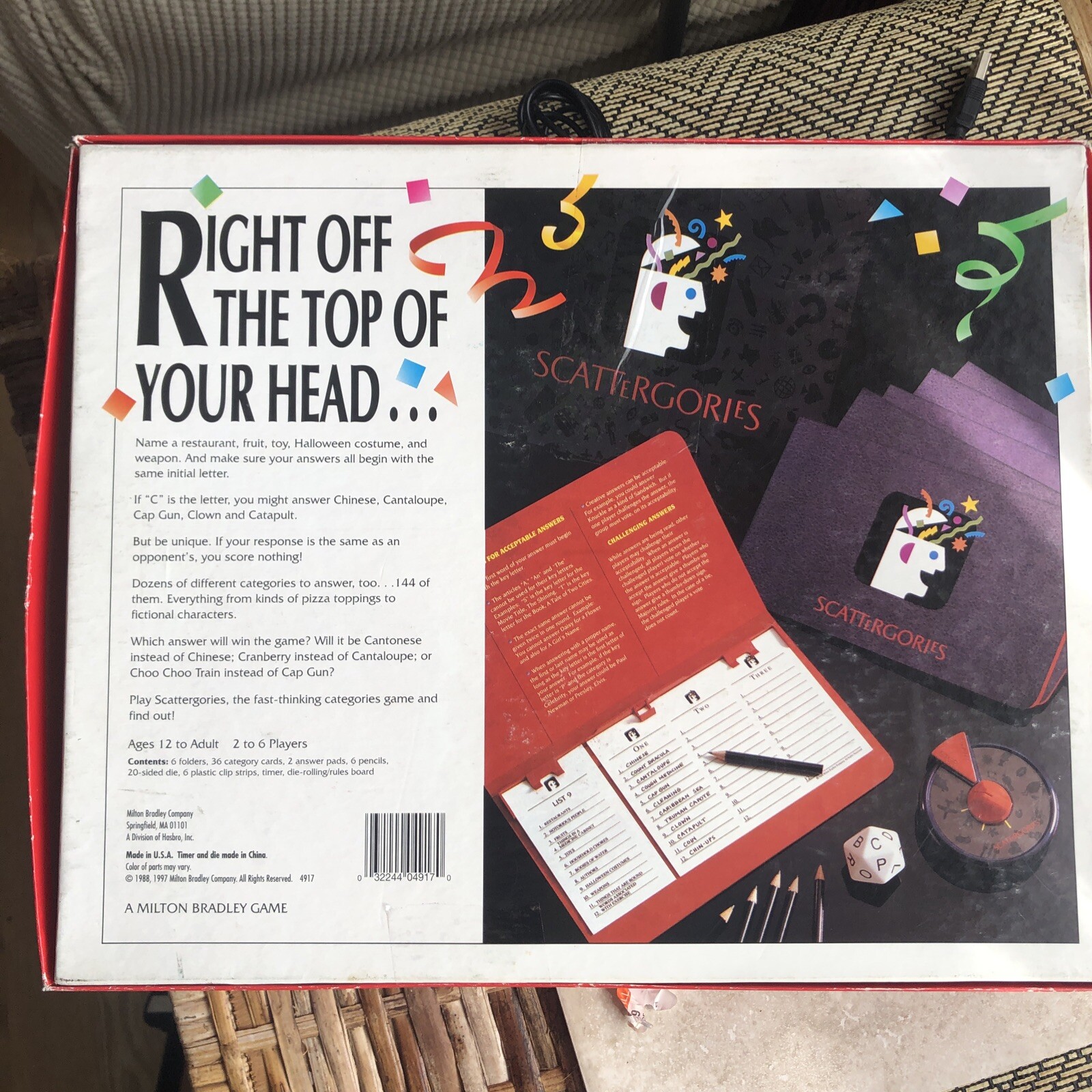 The Game of Scattergories Complete W/ pad Vintage 1988 Hasbro Family Board Game