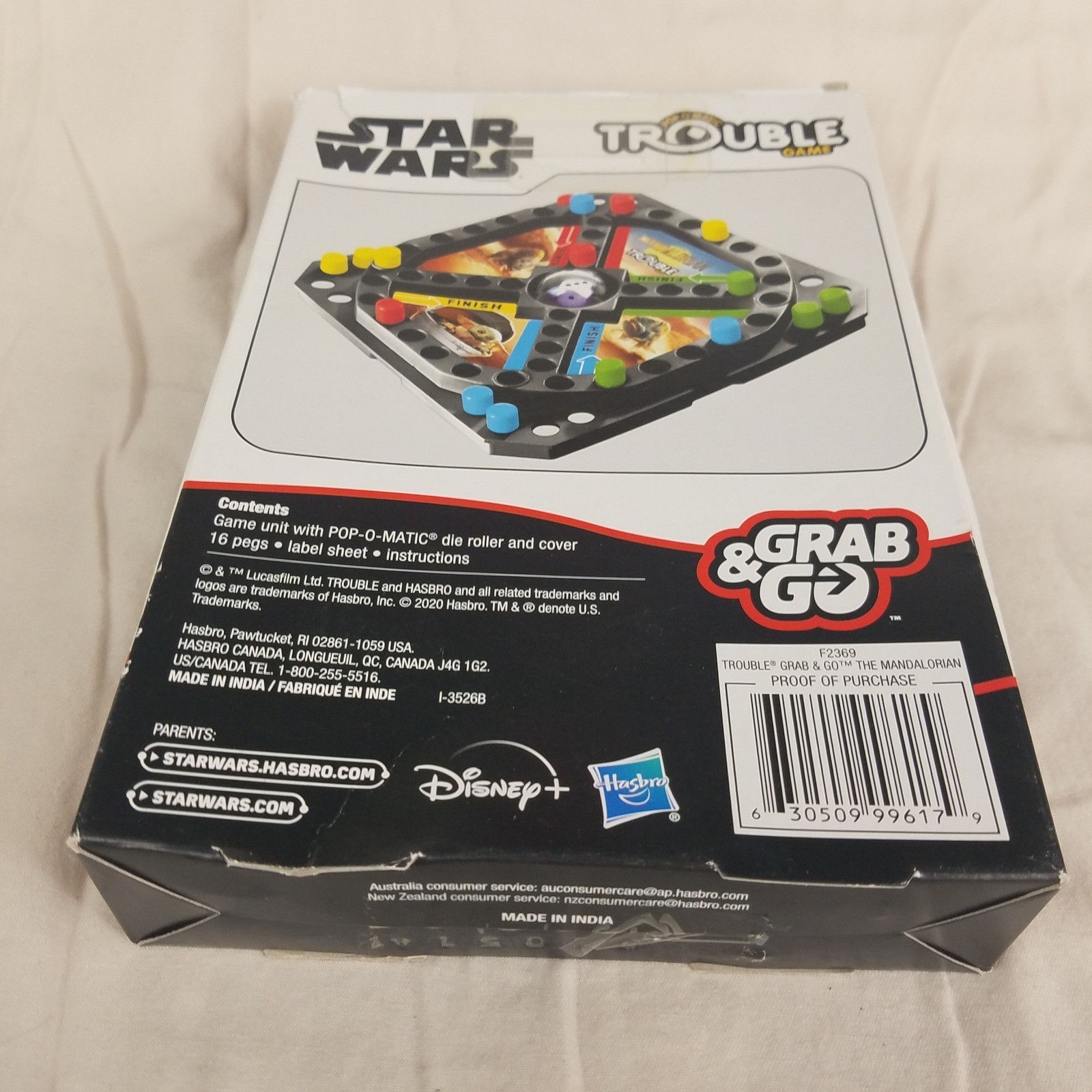 Star Wars The Mandalorian Trouble Grab & Go Travel Board Game Hasbro F2369 Grogu