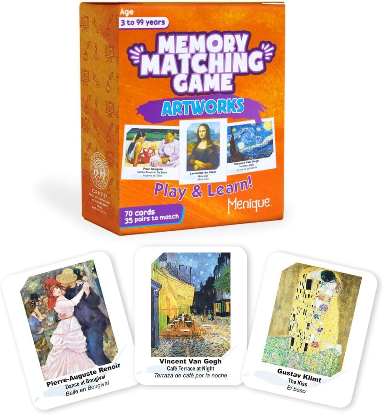 Eco-Friendly Memory Matching Game with 70 Famous Paintings – Play & Learn!