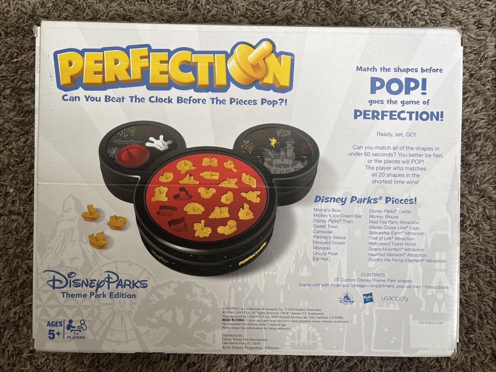 Walt Disney Perfection Board Game Theme Park Edition Complete 2019