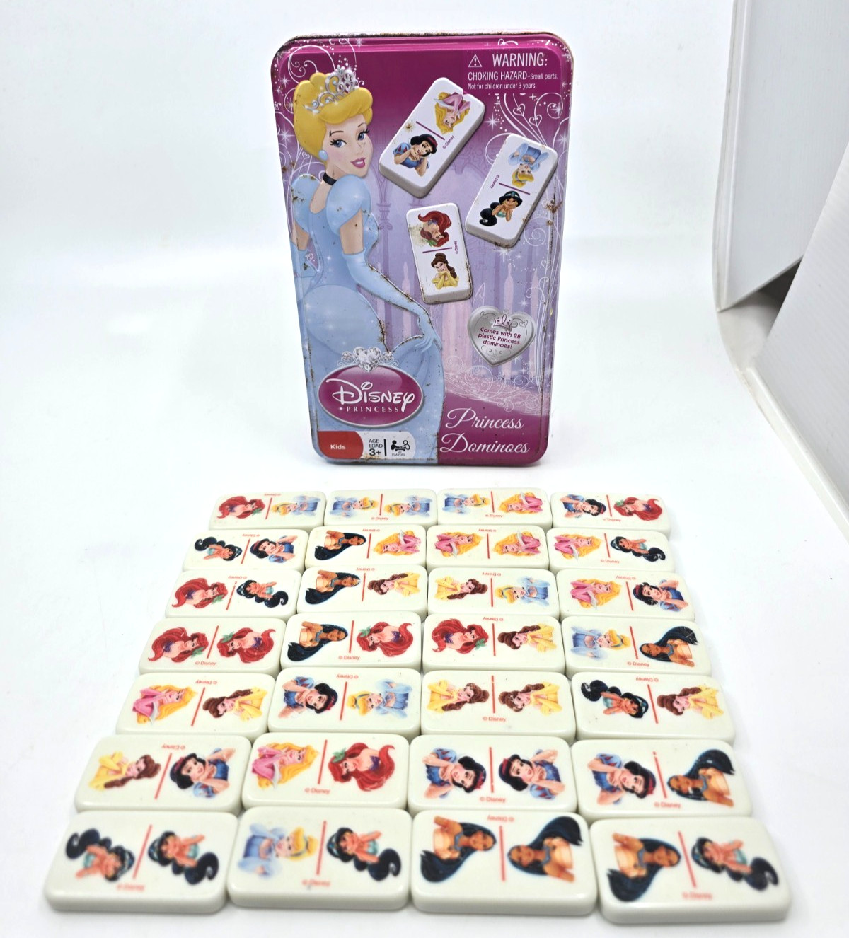 Disney Princess Dominoes Game Tin Case Complete Set