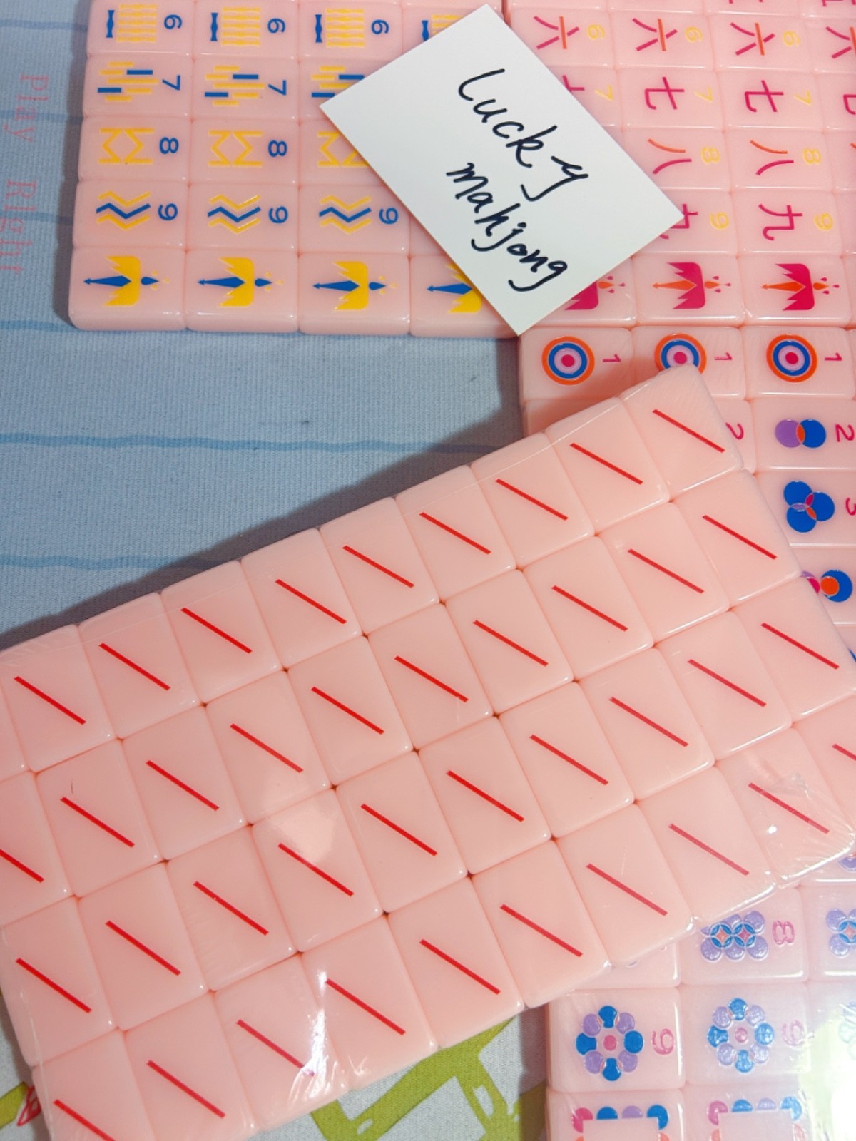 American Mahjong Game Set, 160 Pink geometric Mah Jong Tiles+ Free storage bag