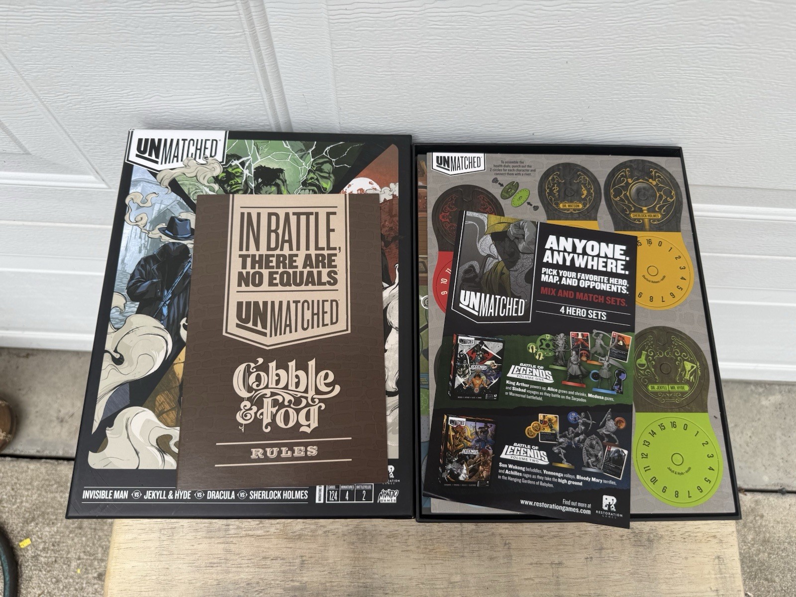Unmatched – Cobble And Fog – 100% Complete – Board Game – Open Box -Unused Card