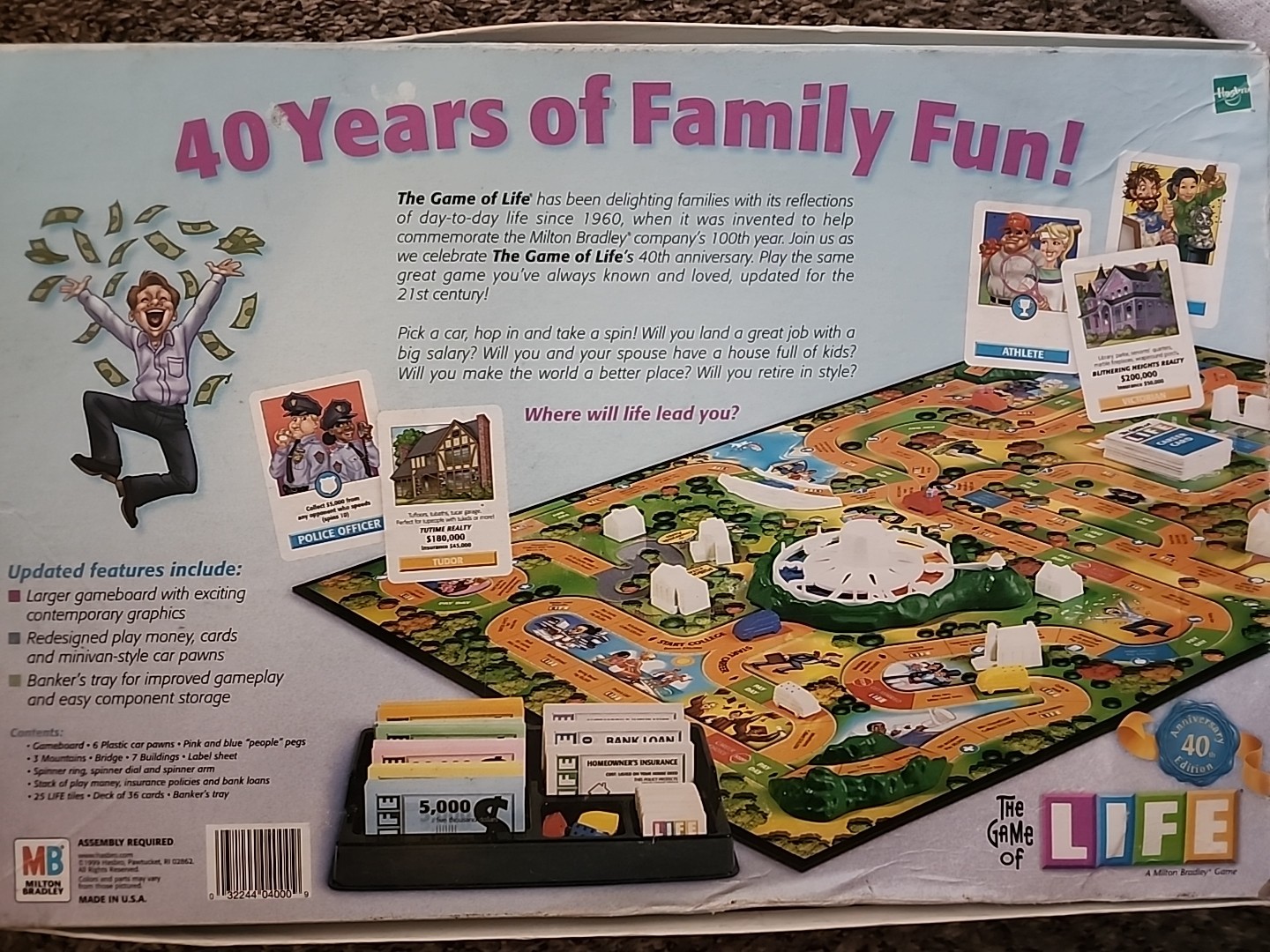 The Game of Life 40th Anniversary Board Game Milton Bradley Family Complete