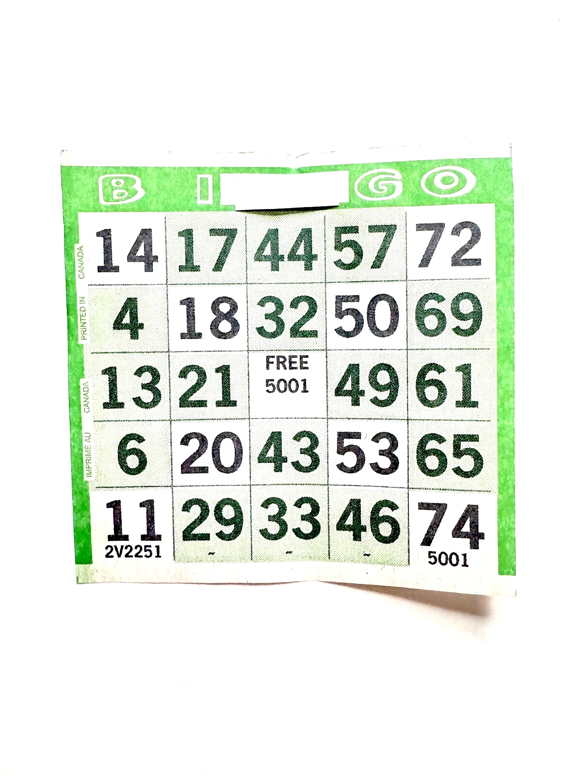 1 on Green Letter “X” Pattern Bingo Paper Cards- Pack of 500
