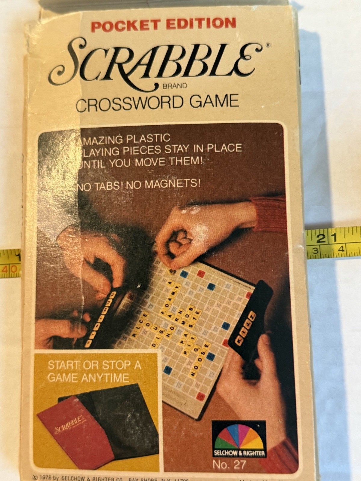 Scrabble Crossword Game Pocket Edition Travel Size 1978 Complete W/Box, Used