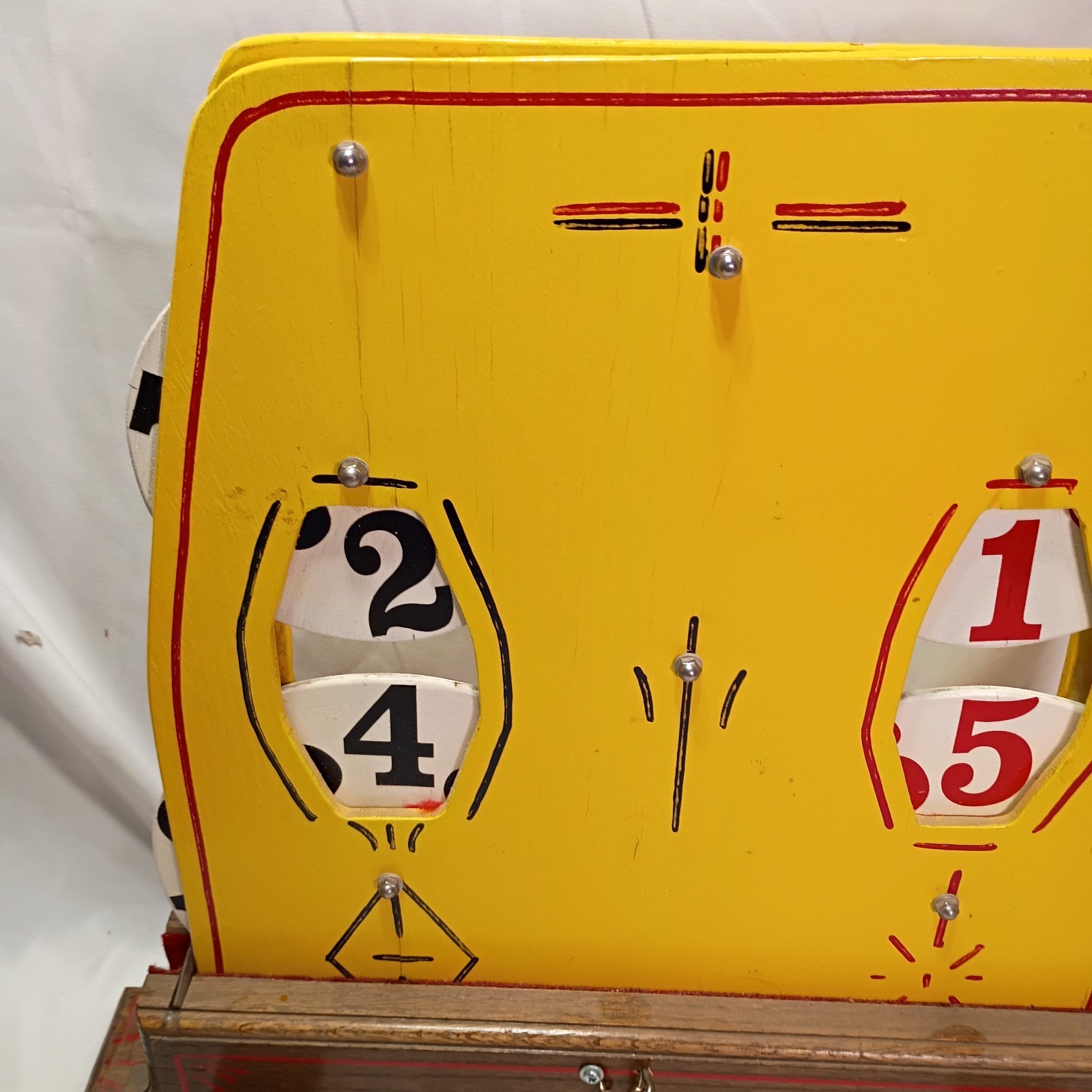 Folk Art Wooden Scoreboard Hand-Painted Carnival Game Counter Vintage Game Room