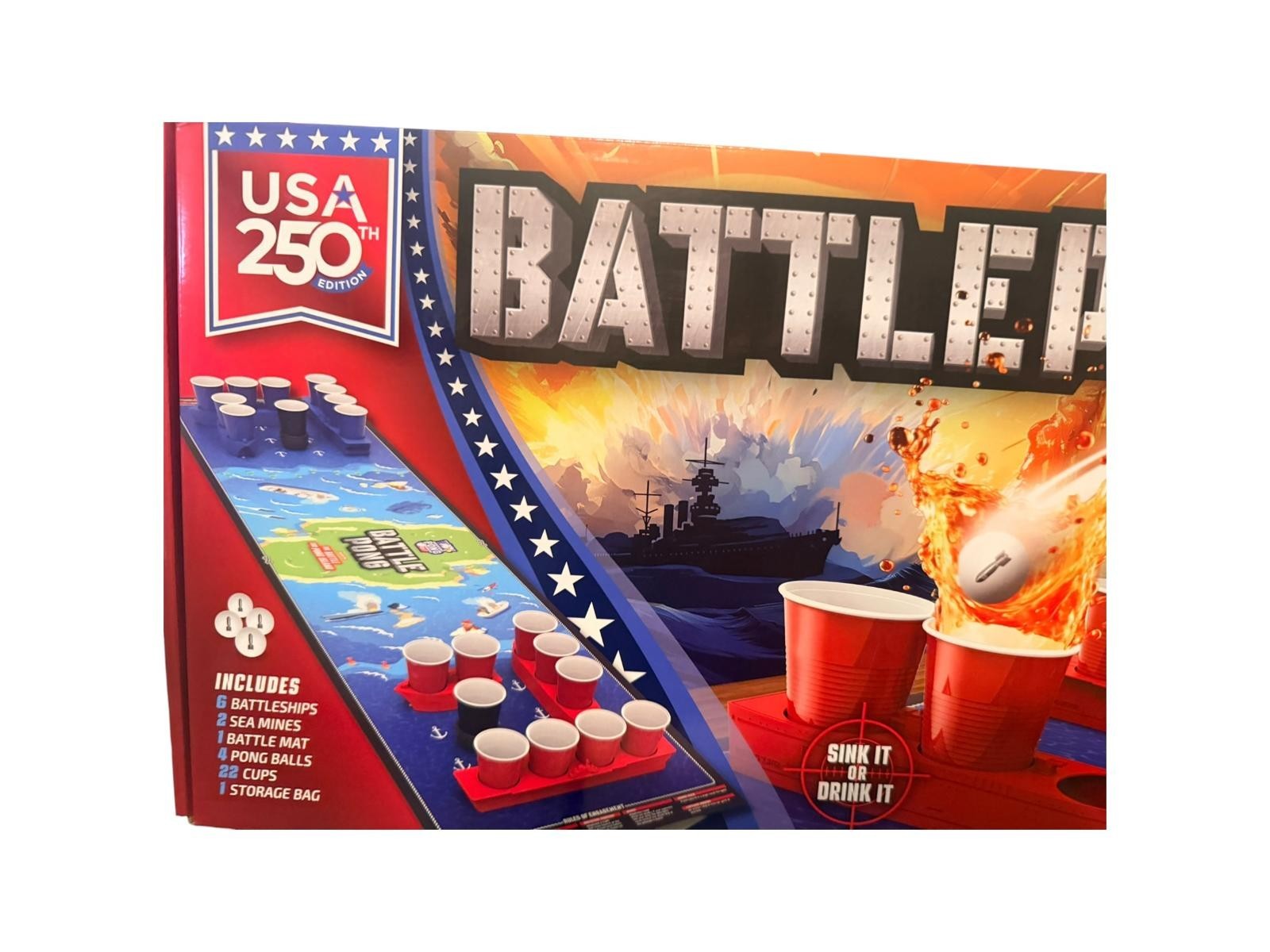 Battlepong USA 250th Edition Party Beer Game Sink It Drink It Tabletop 2 Players
