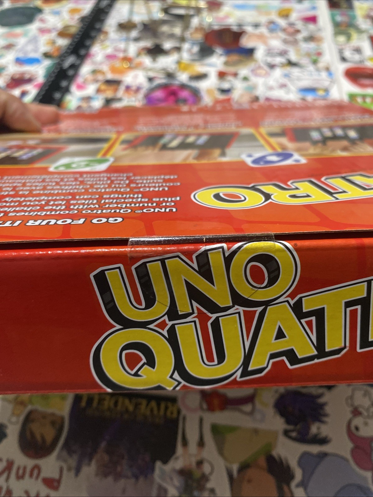 UNO Quatro Game with Colored Tiles & Plastic Game Grid for Adult, Family & Game