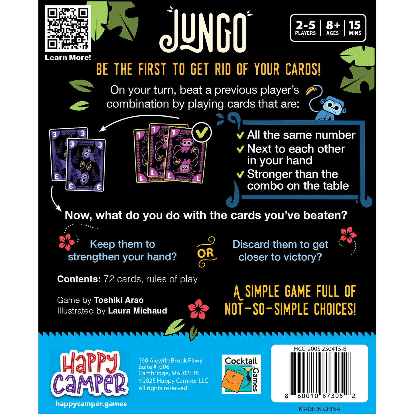 Jungo Card Game Happy Camper HCG-2005 Family Shedding Jungle Fast Quick