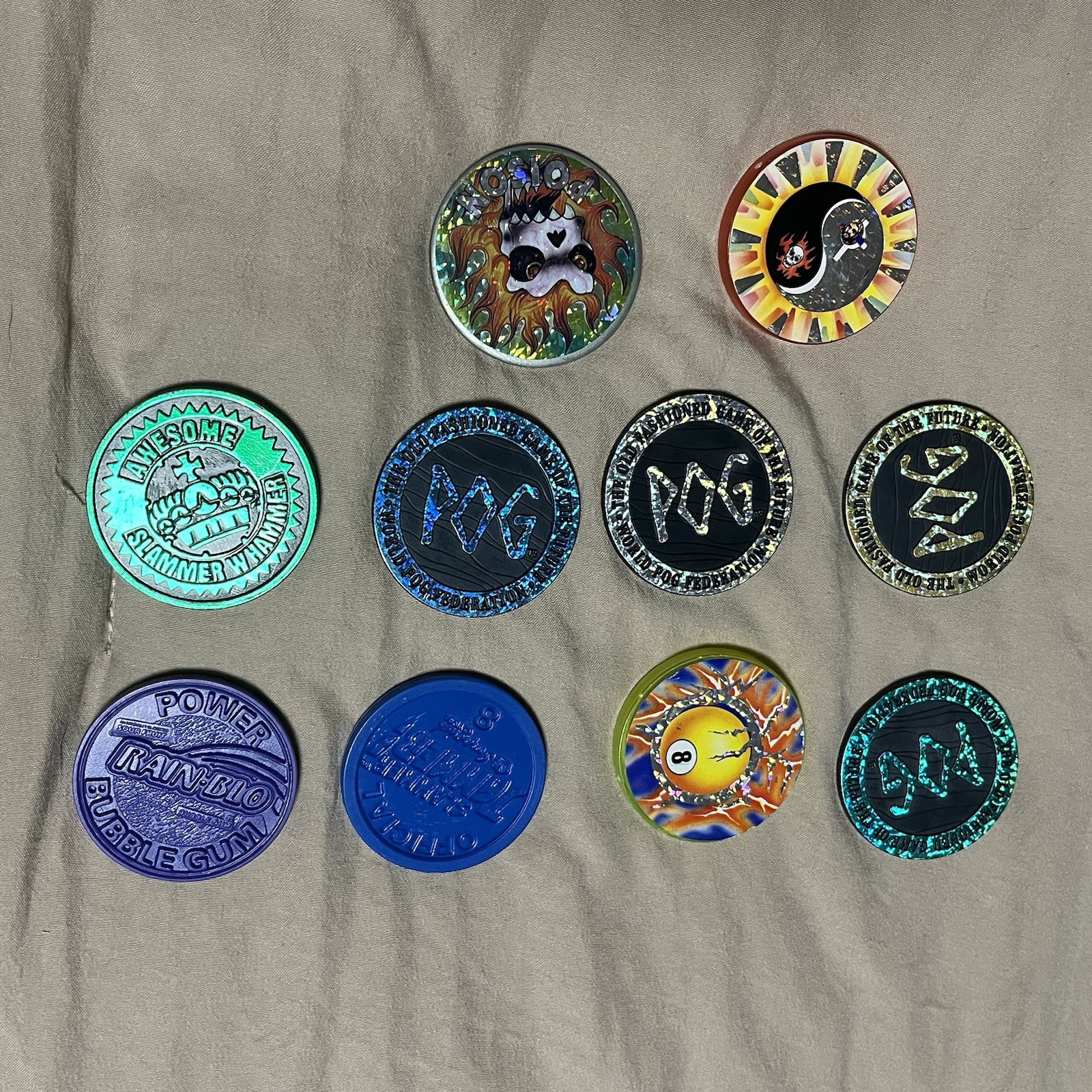 Vintage 1994 World POG Federation Game Set LOT Hologram Foil Thrilla Gorilla