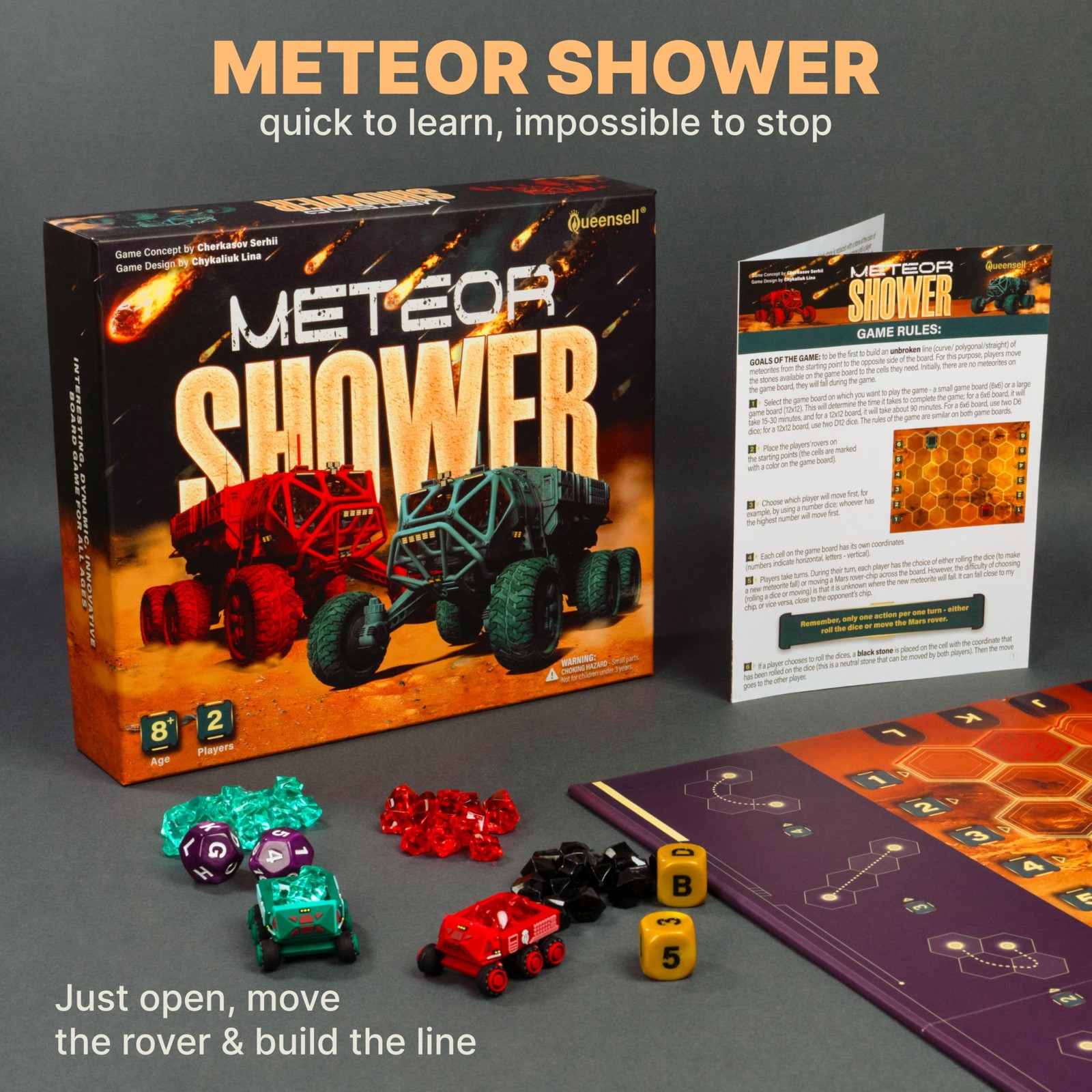 Meteor Shower – Board Game for Adults and – Fast Strategy Game – 2 Player Tab…