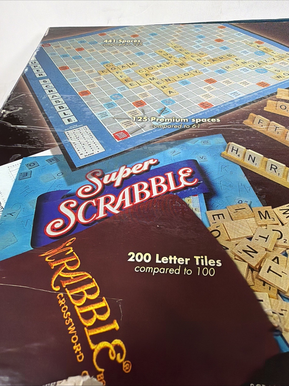 Super Scrabble Board Game by Hasbro – 2004 – 100% Complete with All 200 Tiles!