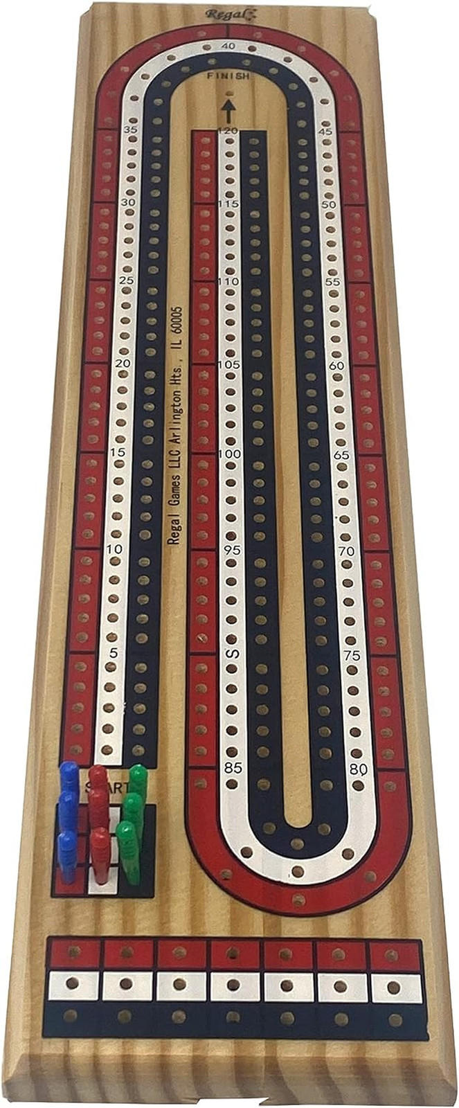 Regal Games Cribbage Board Game Set with Unique Wooden Cribbage Board (11″ X 4.5