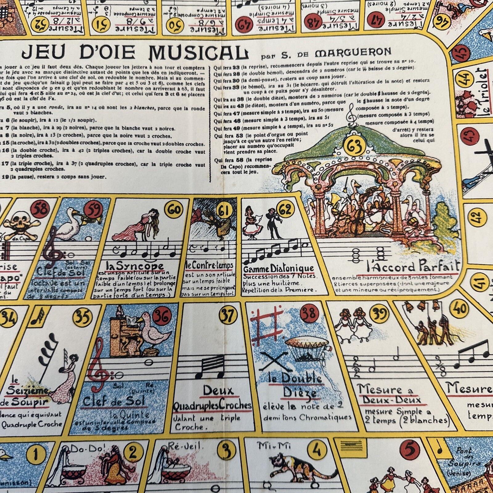 Jeu D’Oie Musical Alphonse Ledvc Vintage French Board Game of the Goose France