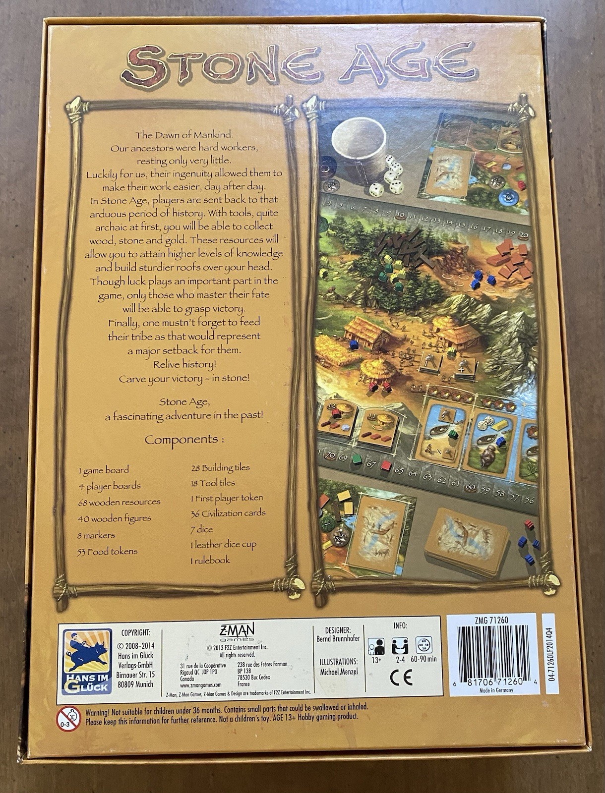 Stone Age Z-Man Board Game, Family Game, 2013, 2-4 Players, 13+ 100% COMPLETE