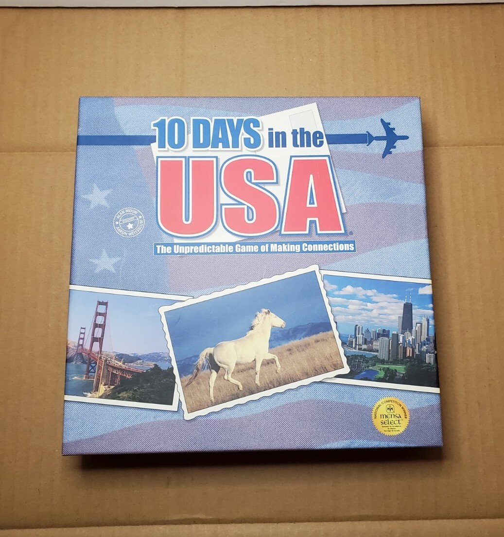 10 Ten Days in the USA Board Game 2004 By Out of The Box Games – 100% COMPLETE!