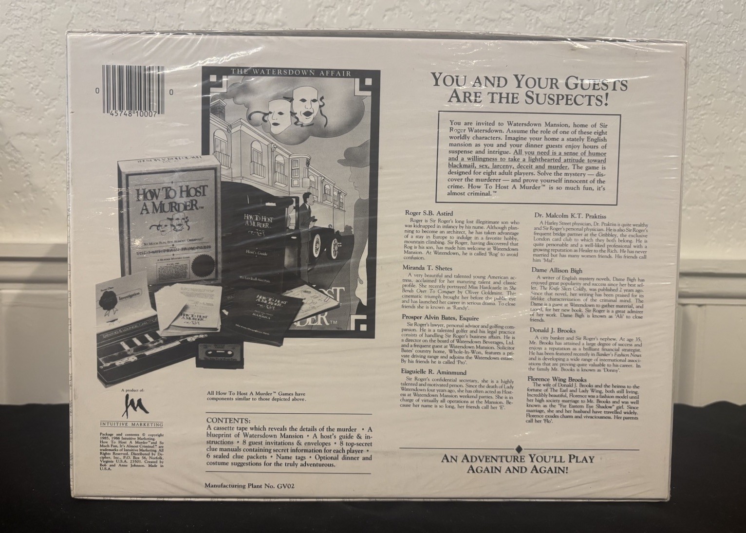 1986 How To Host A Murder Watersdown Affair Sealed & Original Price Tag Party