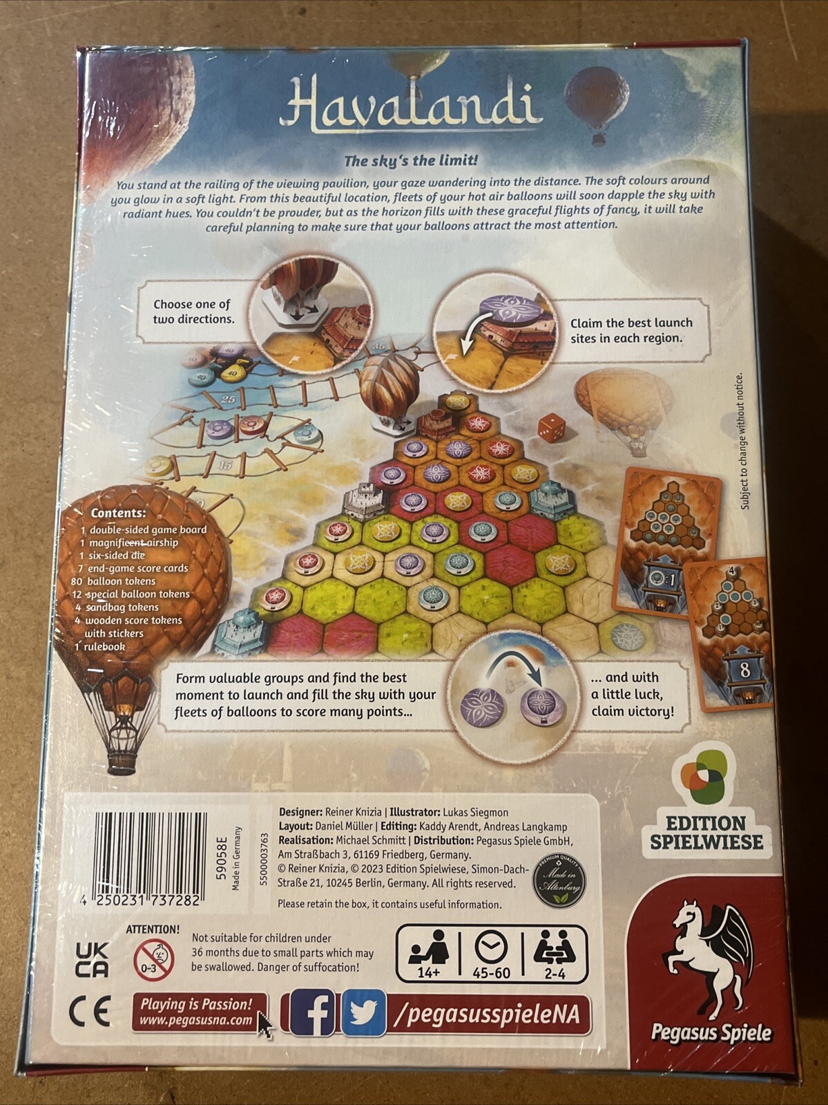 Havalandi Board Game Pegasus Spiele New Sealed 2 To 4 Players Free Shipping