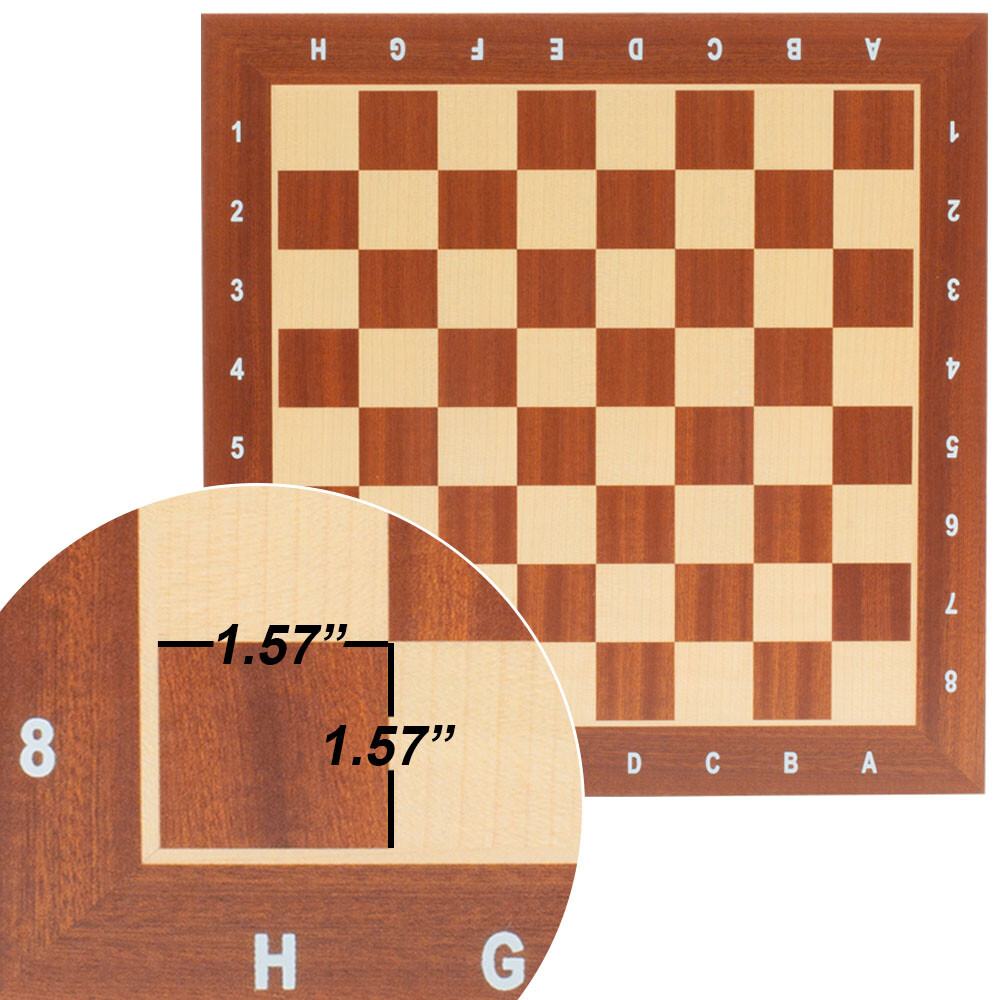 15×15″ Maple&Sapele Inlaid Wood Chess Board w/40mm Square. Flat Chess Game Board