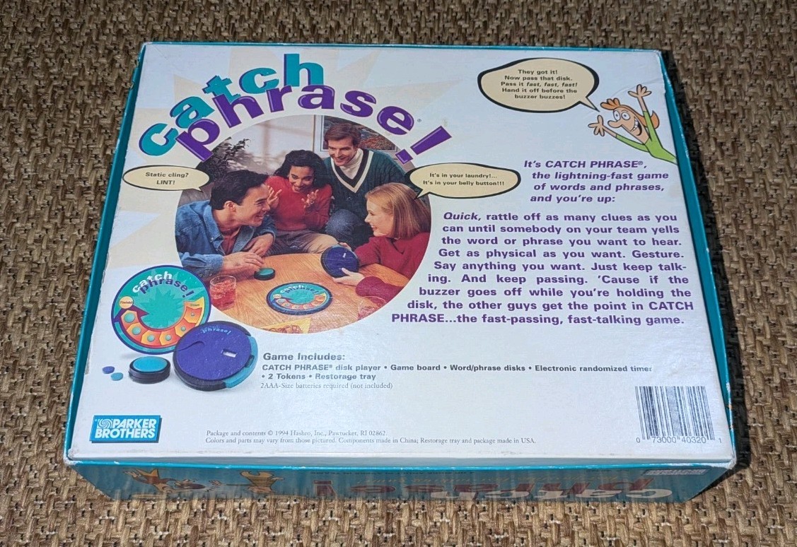 Original Catch Phrase! Board Game Vintage 94 Parker Brothers Complete Works Vtg