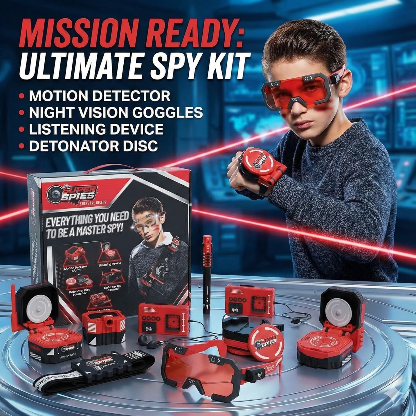 Superspies Secret Agent Spymaster Kit – Spy Gear Ninja Toys and Gadgets for Kids