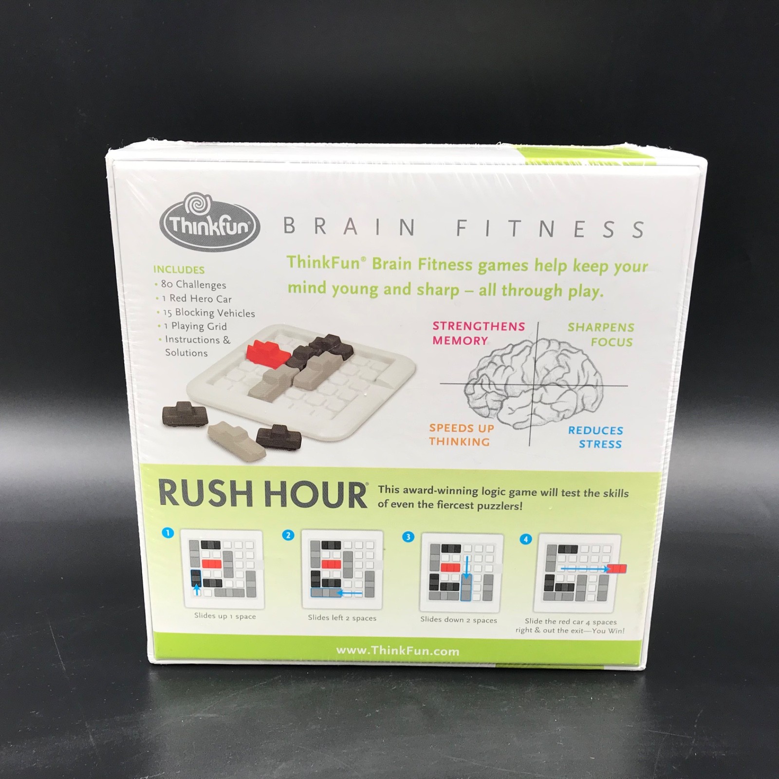 Rush Hour Brain Fitness ThinkFun Sliding Logic Game Education 80 Challenges NEW