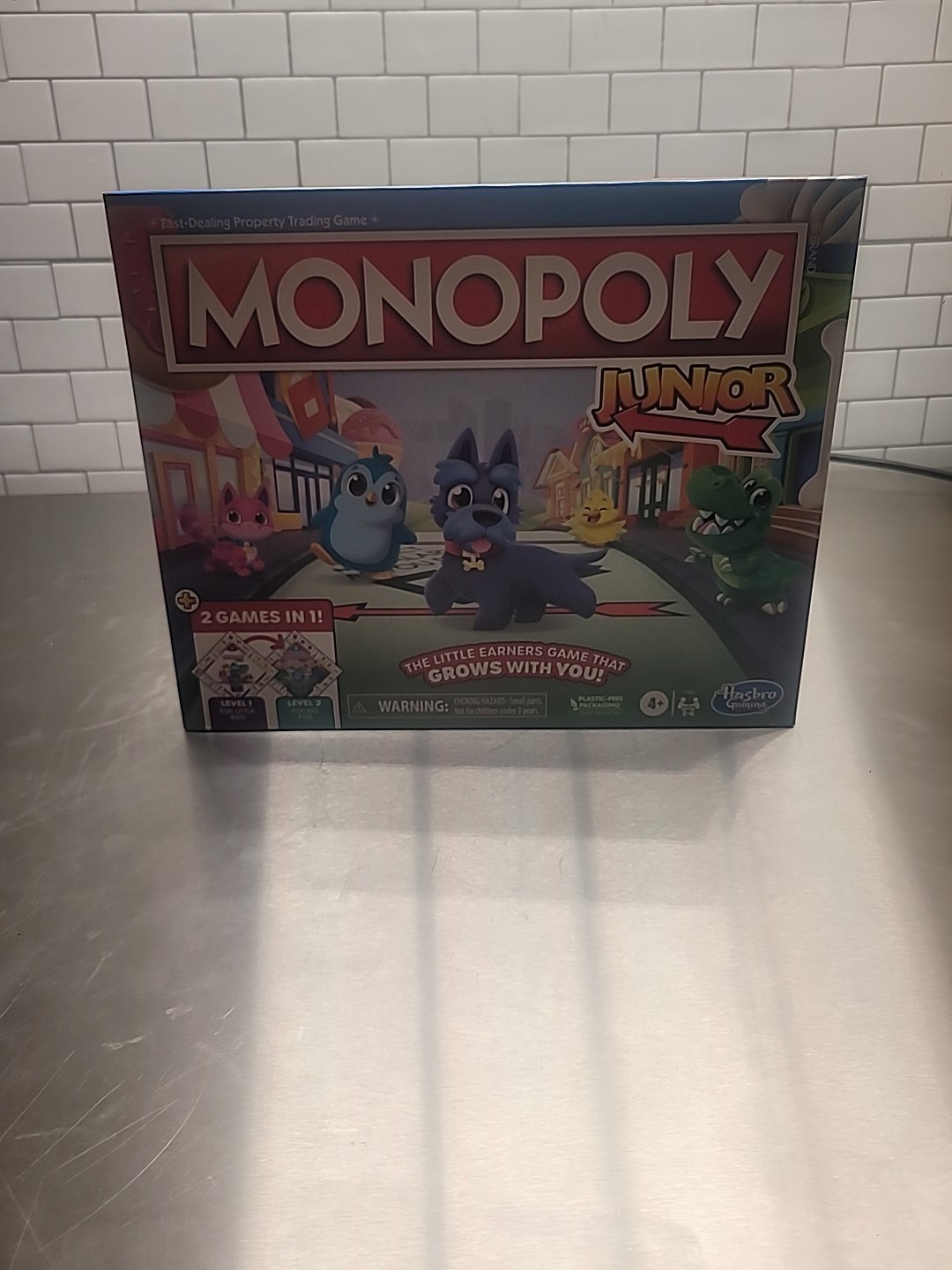 Monopoly Junior Board Game, 2-Sided Gameboard, 2 Games in 1, Monopoly By Hasbro