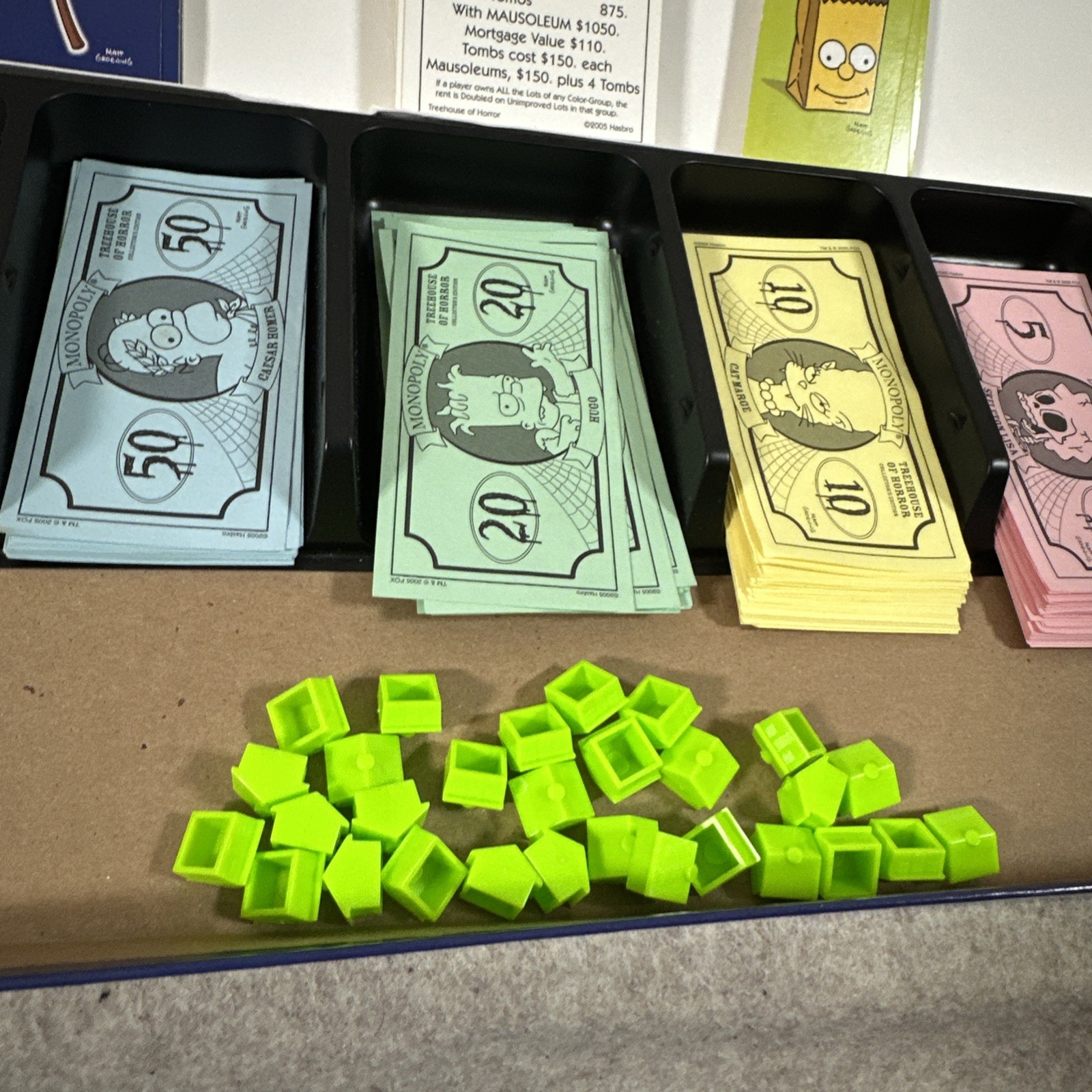 THE SIMPSONS TREE HOUSE HORROR Monopoly GLOW-IN-THE-DARK Board Game Incomplete