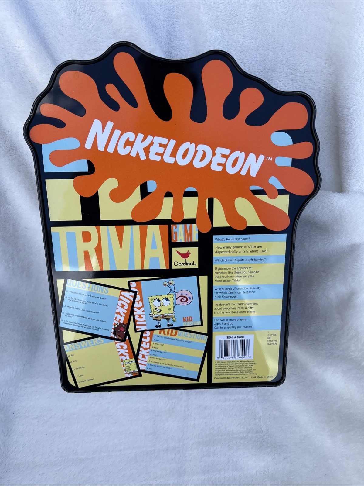 Nickelodeon Trivia Game 2002 Tin Set Rugrats SpongeBob Hey Arnold Etc.