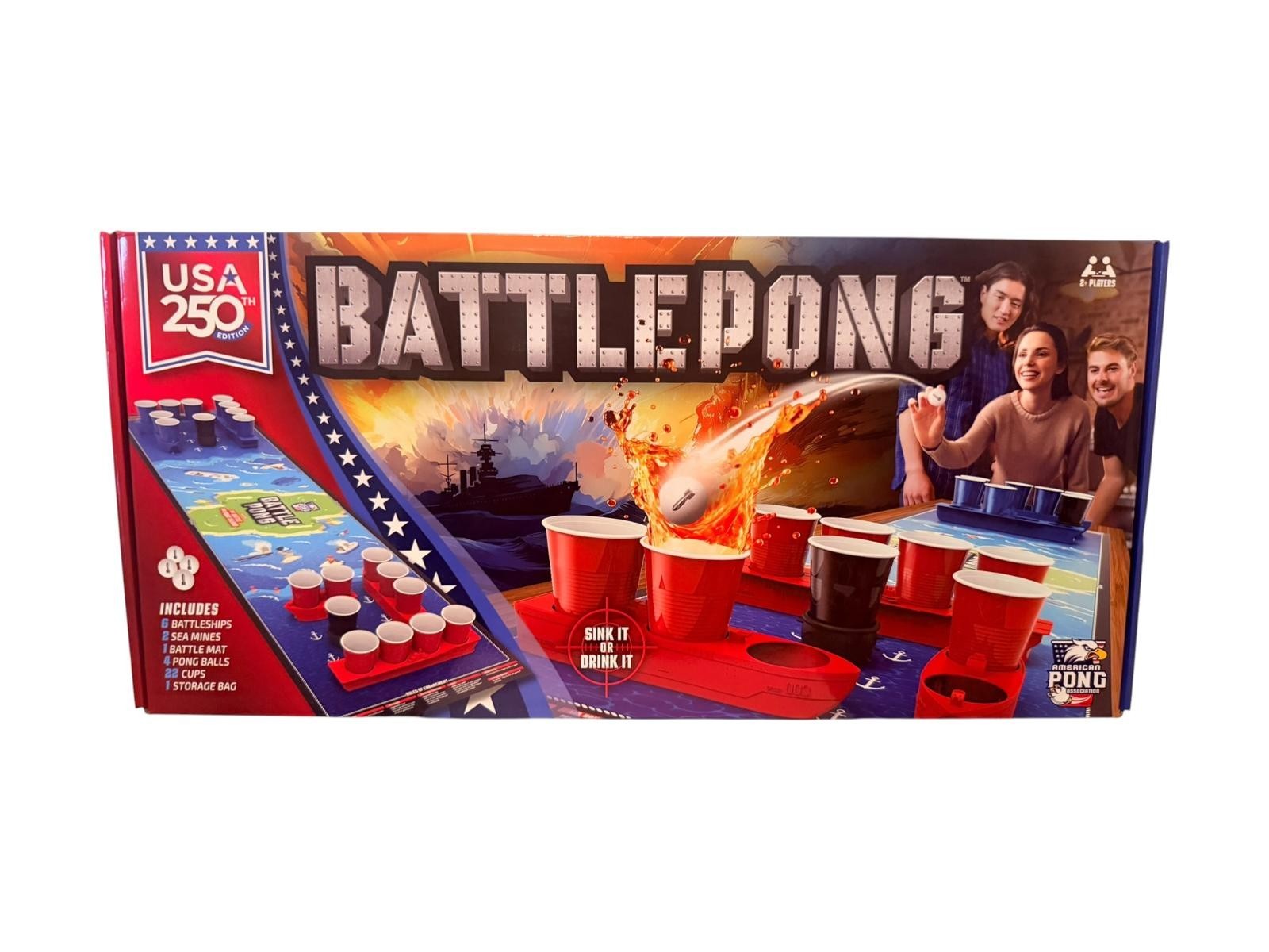 Battlepong USA 250th Edition Party Beer Game Sink It Drink It Tabletop 2 Players