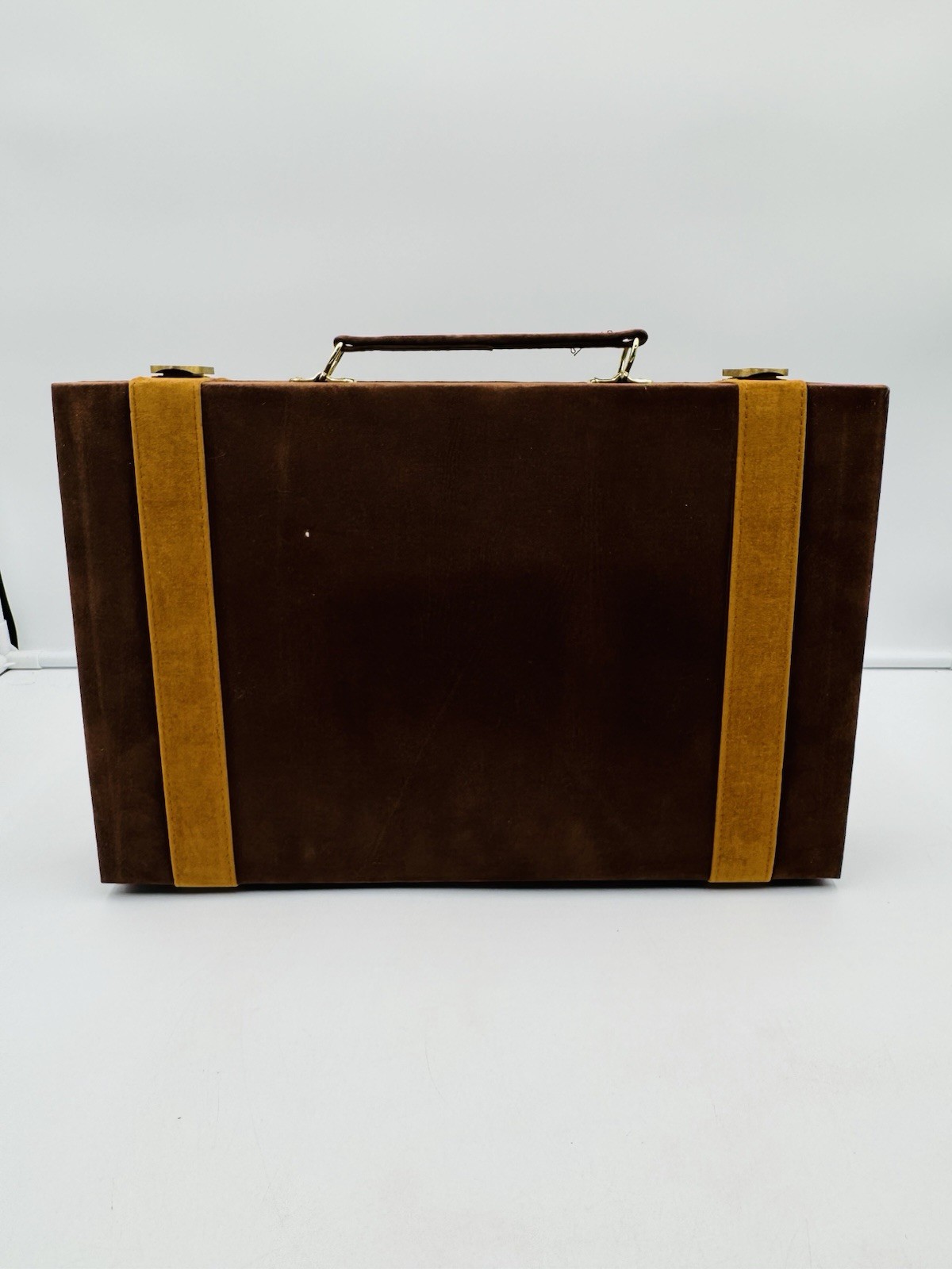 Vintage New Backgammon Game Set Brown Tan Corduroy Felt Briefcase NOS
