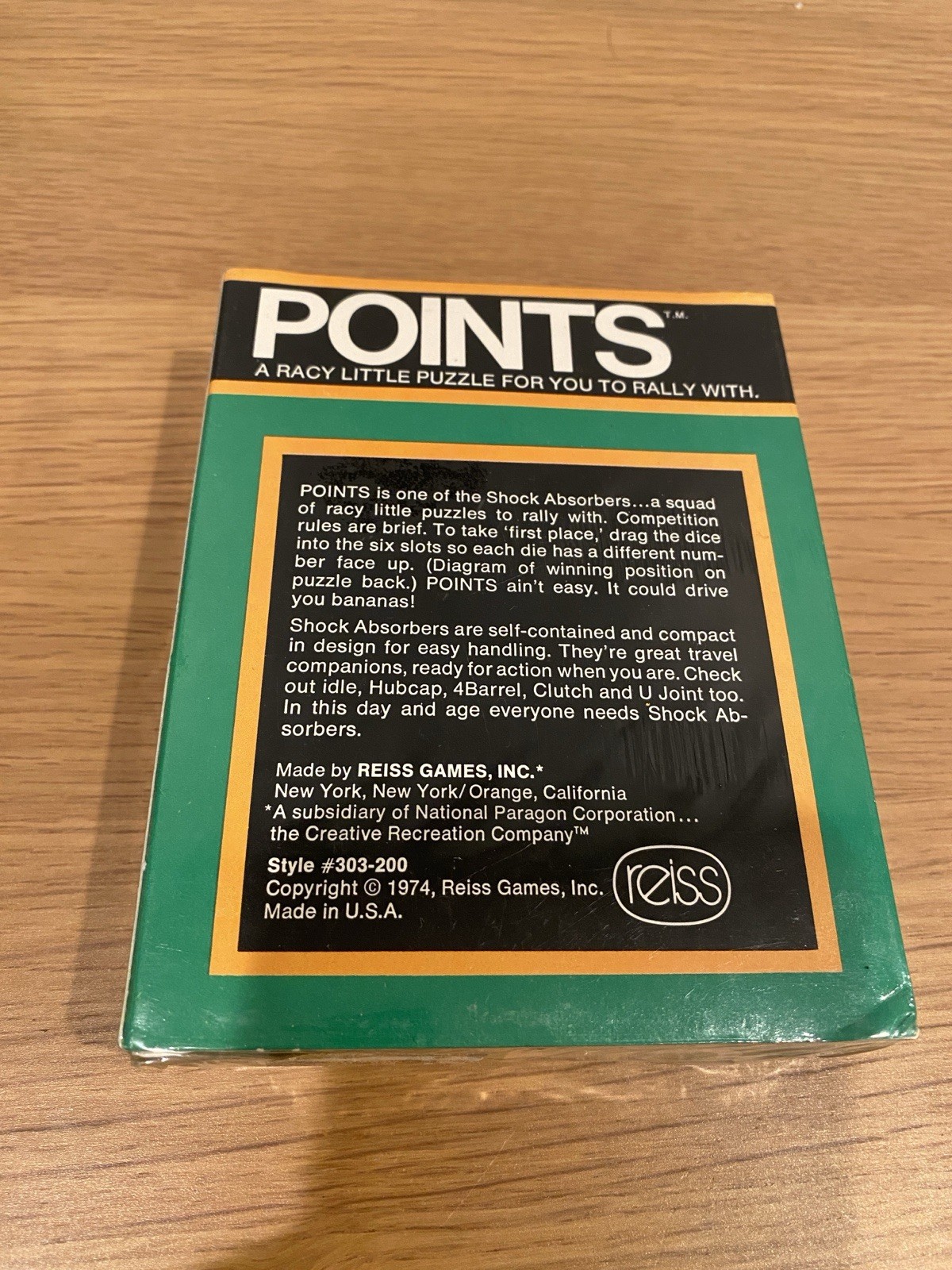 Vintage 1974 Sealed New Reiss POINTS Dice Game